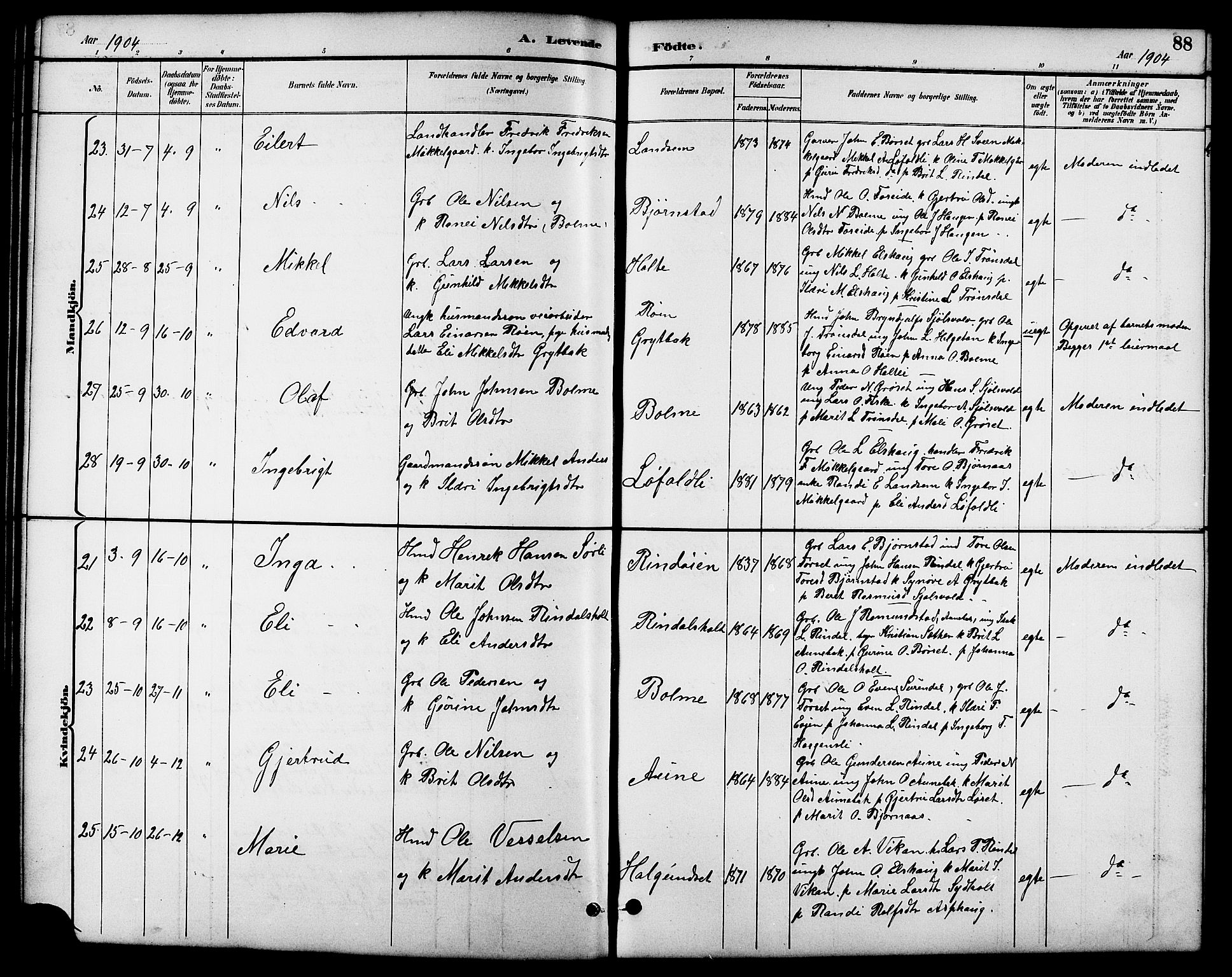 Ministerialprotokoller, klokkerbøker og fødselsregistre - Møre og Romsdal, AV/SAT-A-1454/598/L1078: Klokkerbok nr. 598C03, 1892-1909, s. 88