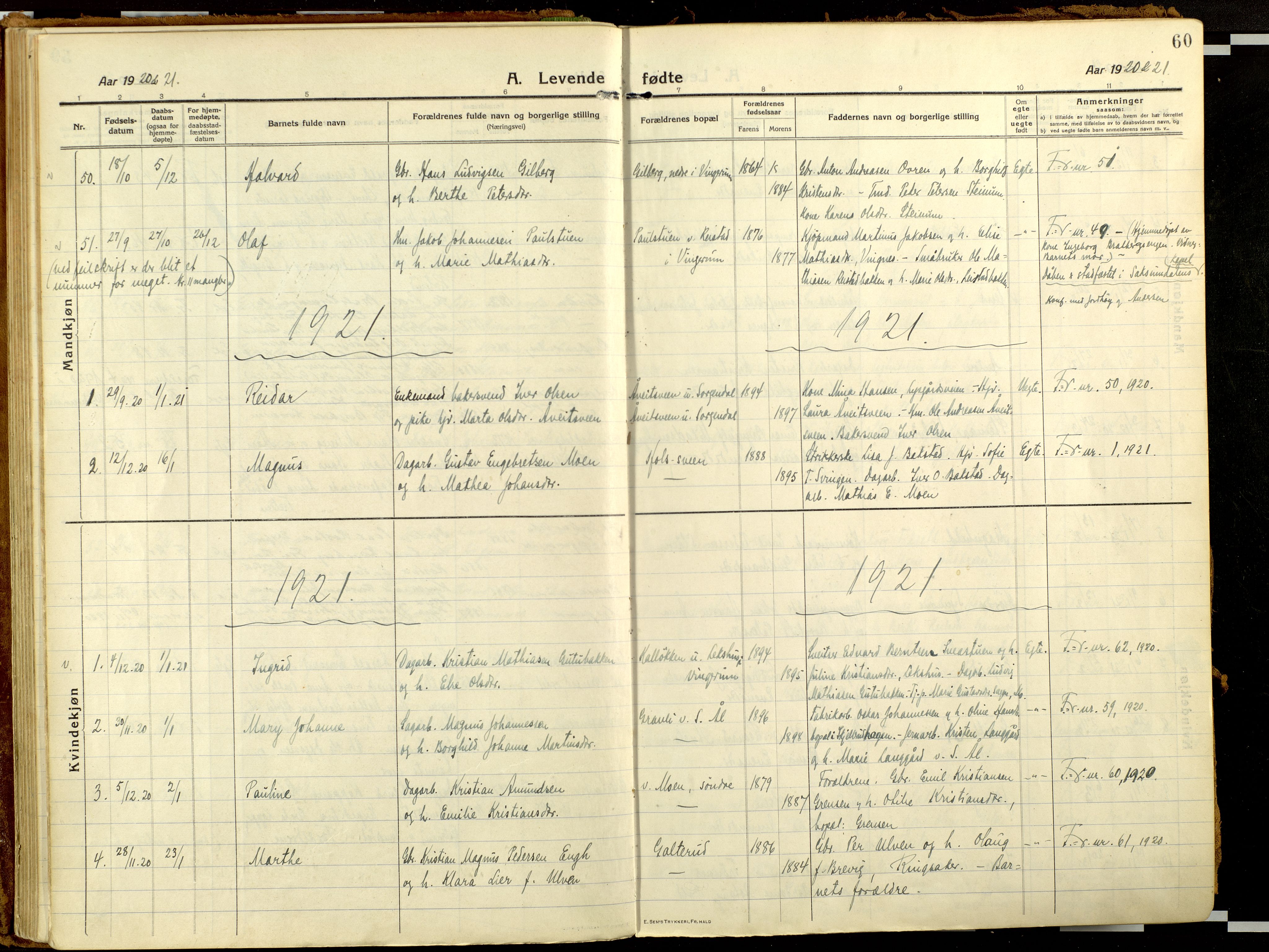 Fåberg prestekontor, AV/SAH-PREST-086/H/Ha/Haa/L0013: Ministerialbok nr. 13, 1913-1928, s. 60