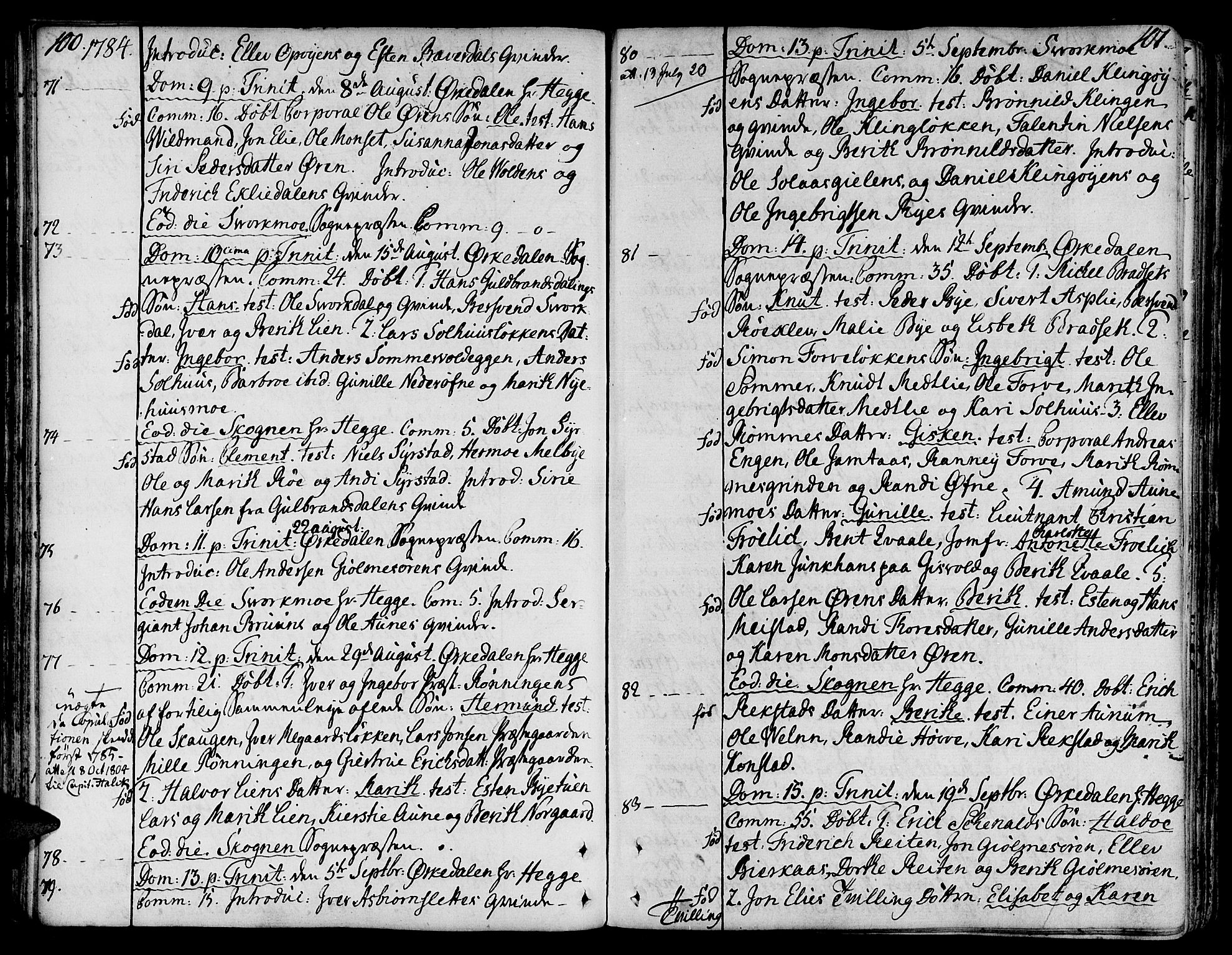 Ministerialprotokoller, klokkerbøker og fødselsregistre - Sør-Trøndelag, SAT/A-1456/668/L0802: Ministerialbok nr. 668A02, 1776-1799, s. 100-101