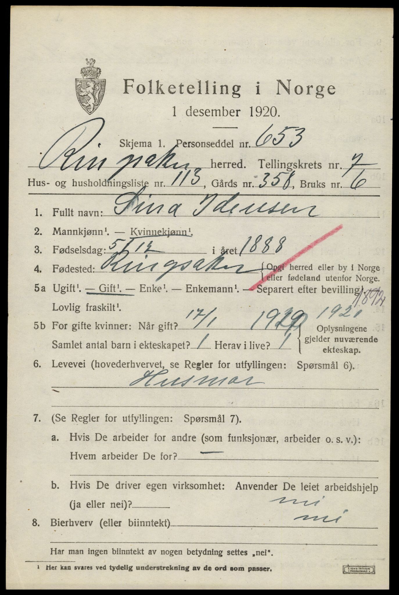 SAH, Folketelling 1920 for 0412 Ringsaker herred, 1920, s. 16388