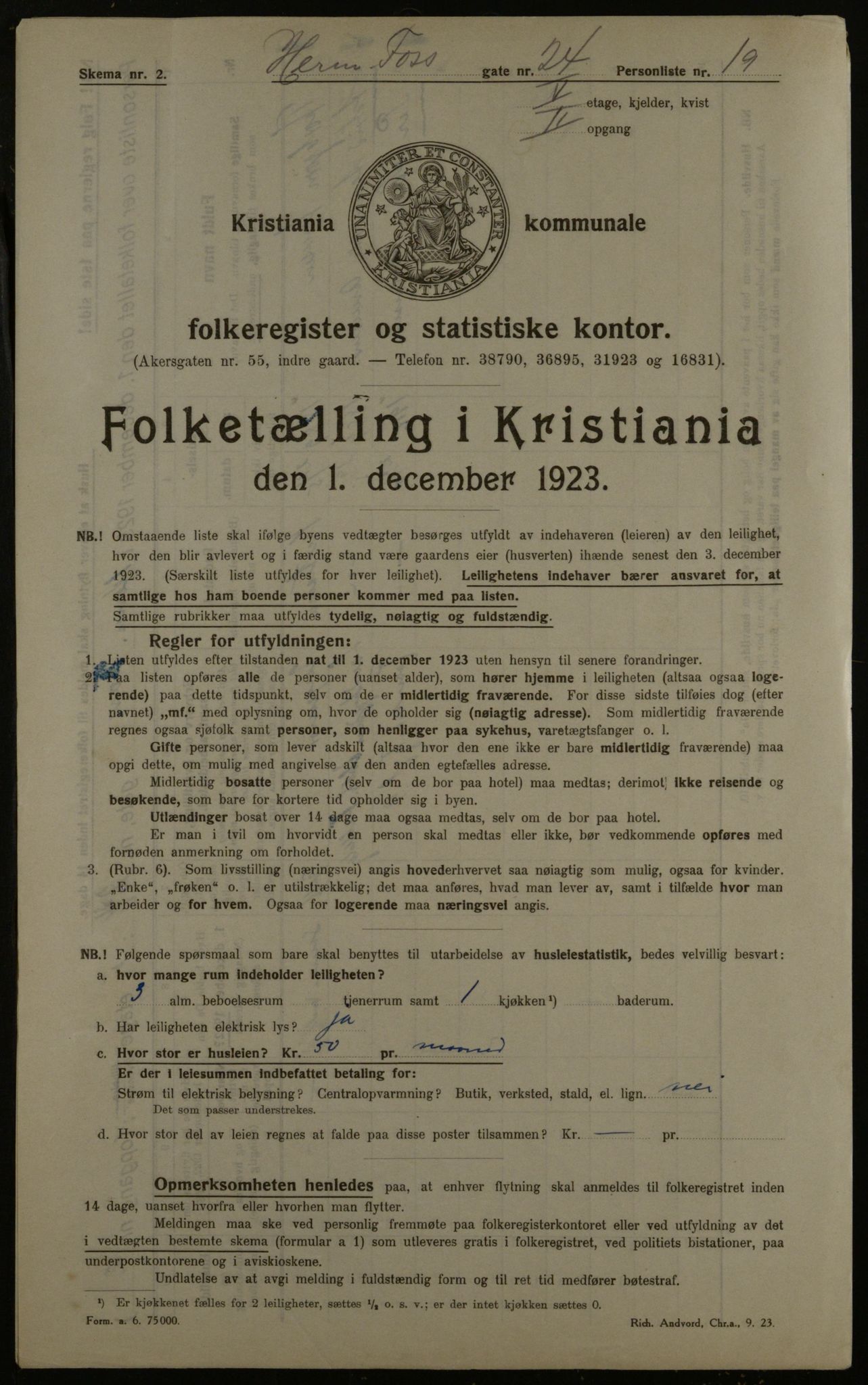 OBA, Kommunal folketelling 1.12.1923 for Kristiania, 1923, s. 43814