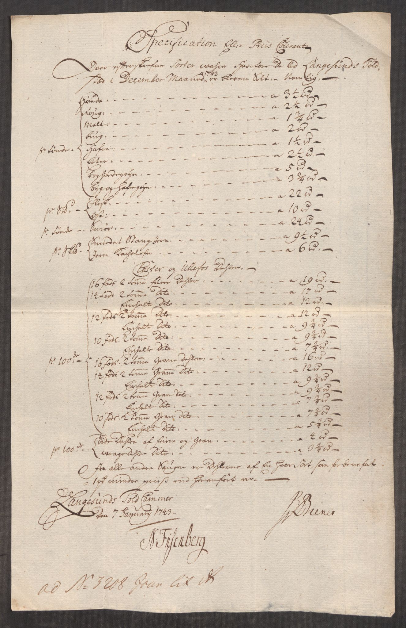 Rentekammeret inntil 1814, Realistisk ordnet avdeling, AV/RA-EA-4070/Oe/L0002: [Ø1]: Priskuranter, 1740-1744, s. 527