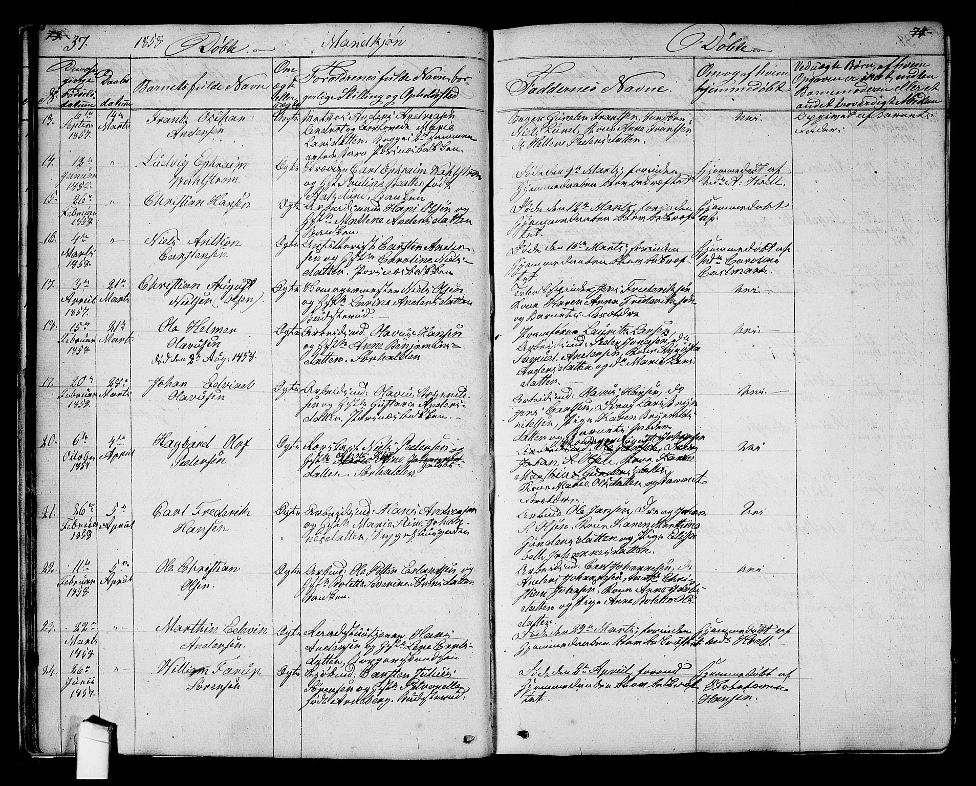 Halden prestekontor Kirkebøker, AV/SAO-A-10909/G/Ga/L0005a: Klokkerbok nr. 5A, 1855-1864, s. 37