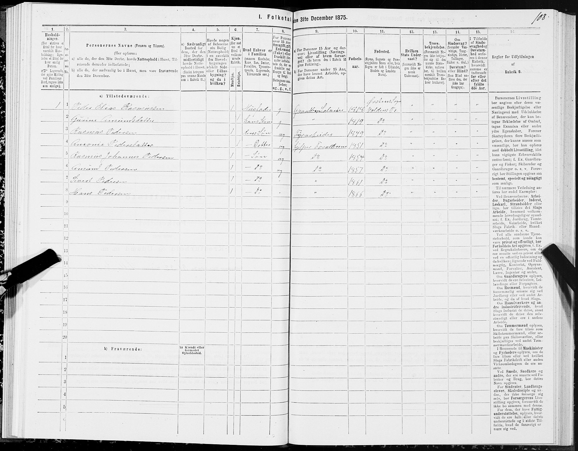 SAT, Folketelling 1875 for 1519P Volda prestegjeld, 1875, s. 3108