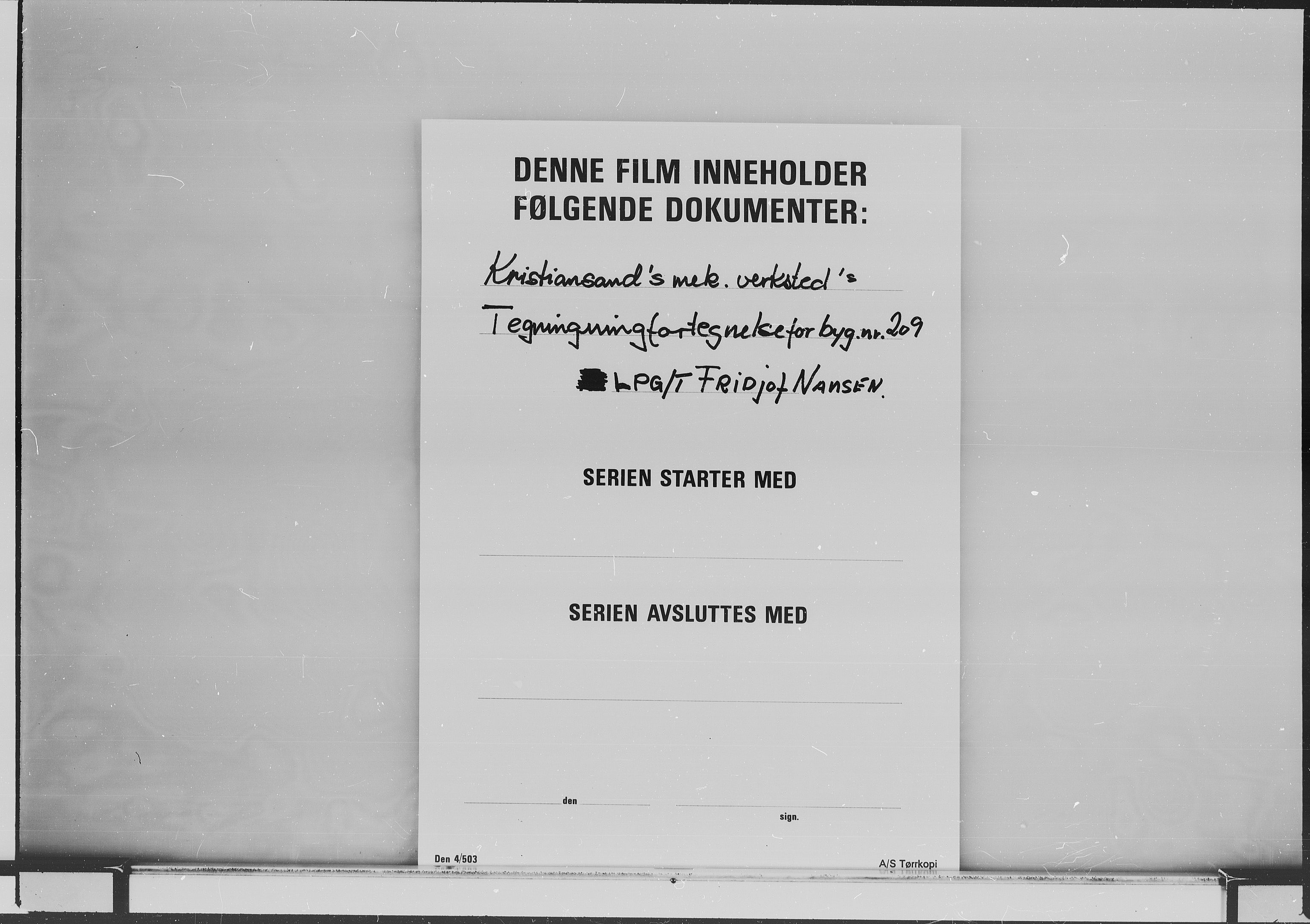 Kristiansand Mekaniske Verksted, AV/SAK-D/0612/G/Ga/L0006/0002: Reprofoto av tegninger m.m. / 36 mm mikrofilmruller, reprofoto av skipstegninger, byggenr. 134-212, s. 2