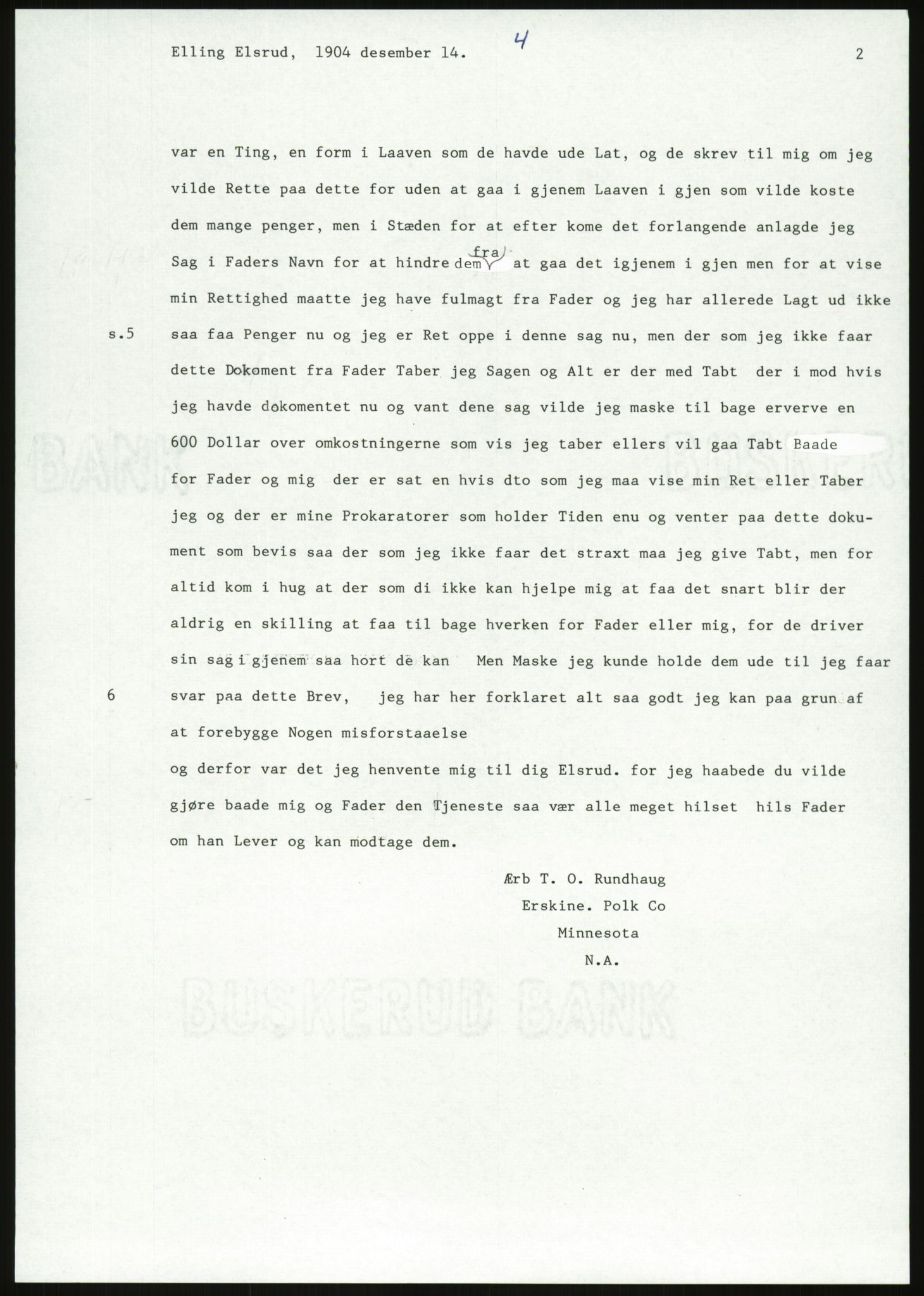 Samlinger til kildeutgivelse, Amerikabrevene, AV/RA-EA-4057/F/L0018: Innlån fra Buskerud: Elsrud, 1838-1914, s. 699