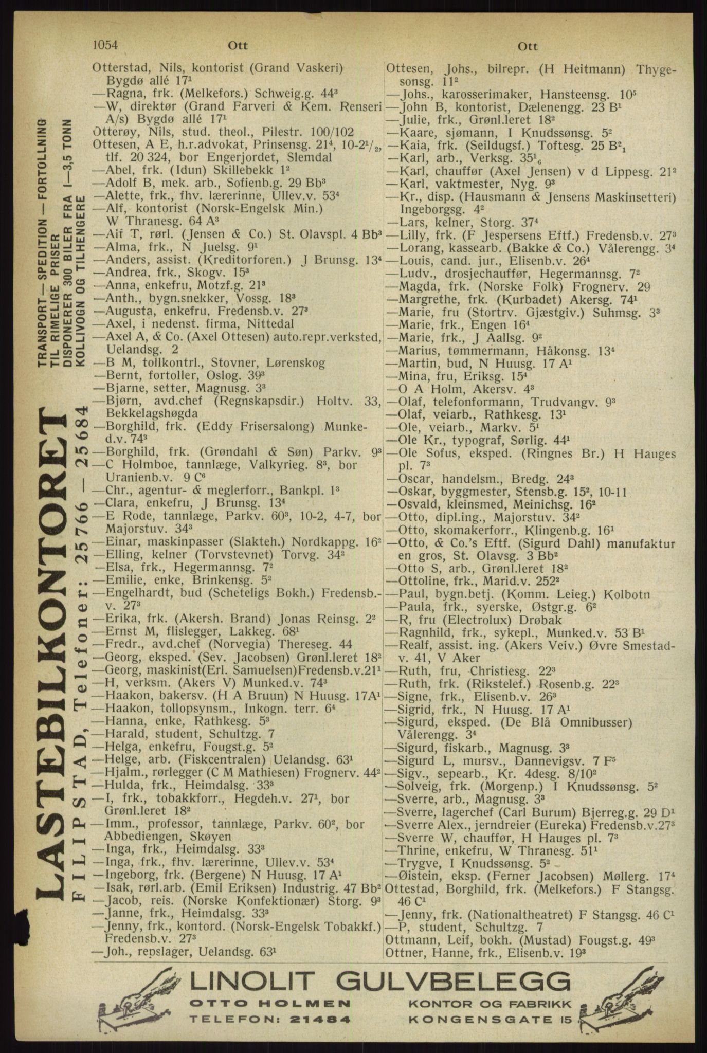 Kristiania/Oslo adressebok, PUBL/-, 1933, s. 1054