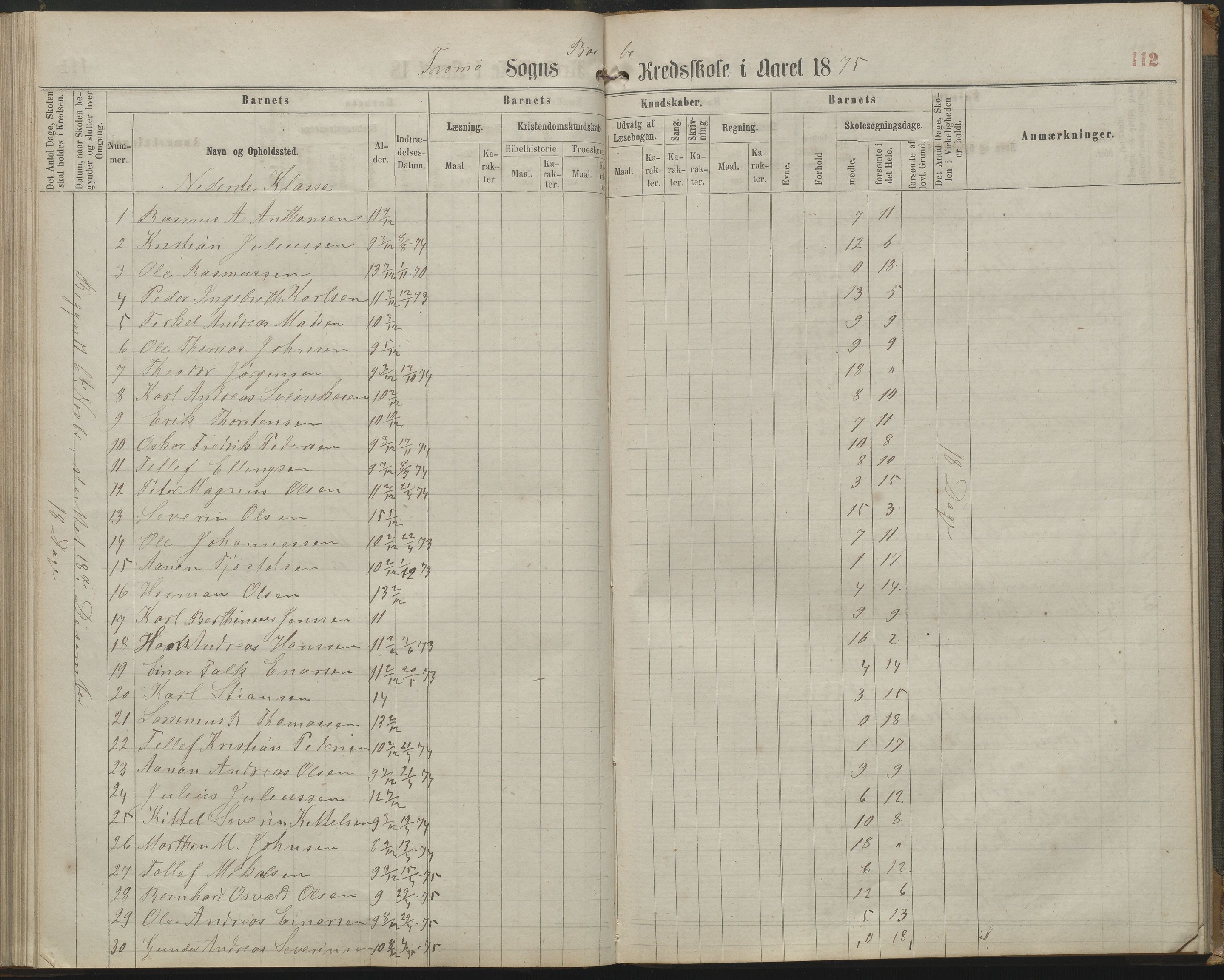 Arendal kommune, Katalog I, AAKS/KA0906-PK-I/07/L0161: Skoleprotokoll for 2. og 3. klasse, 1863-1877, s. 112