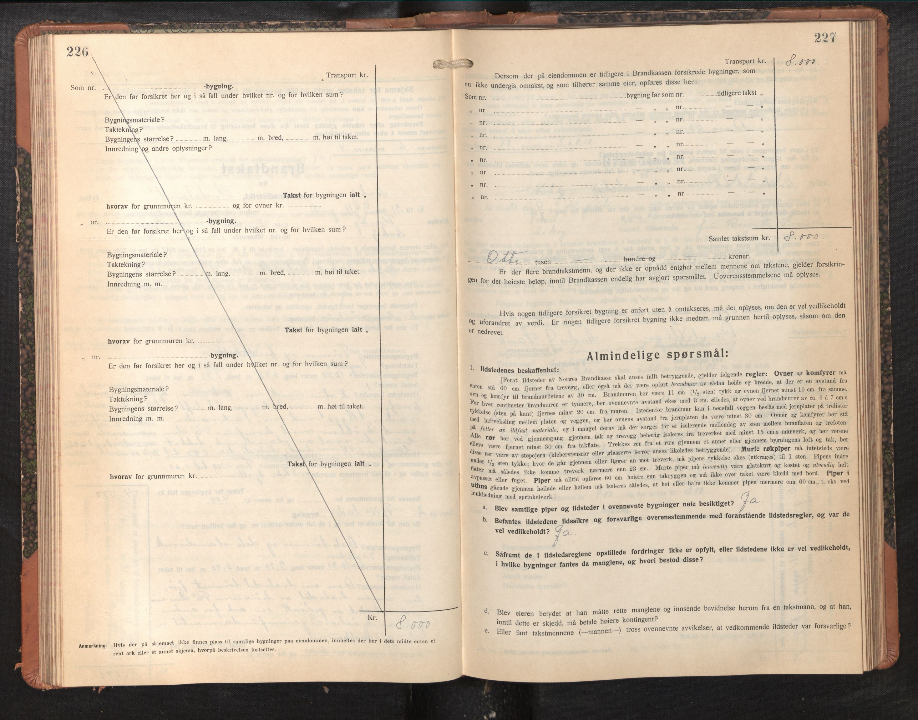 Lensmannen i Askøy, AV/SAB-A-31001/0012/L0009: Branntakstprotokoll, skjematakst, 1927-1934, s. 226-227