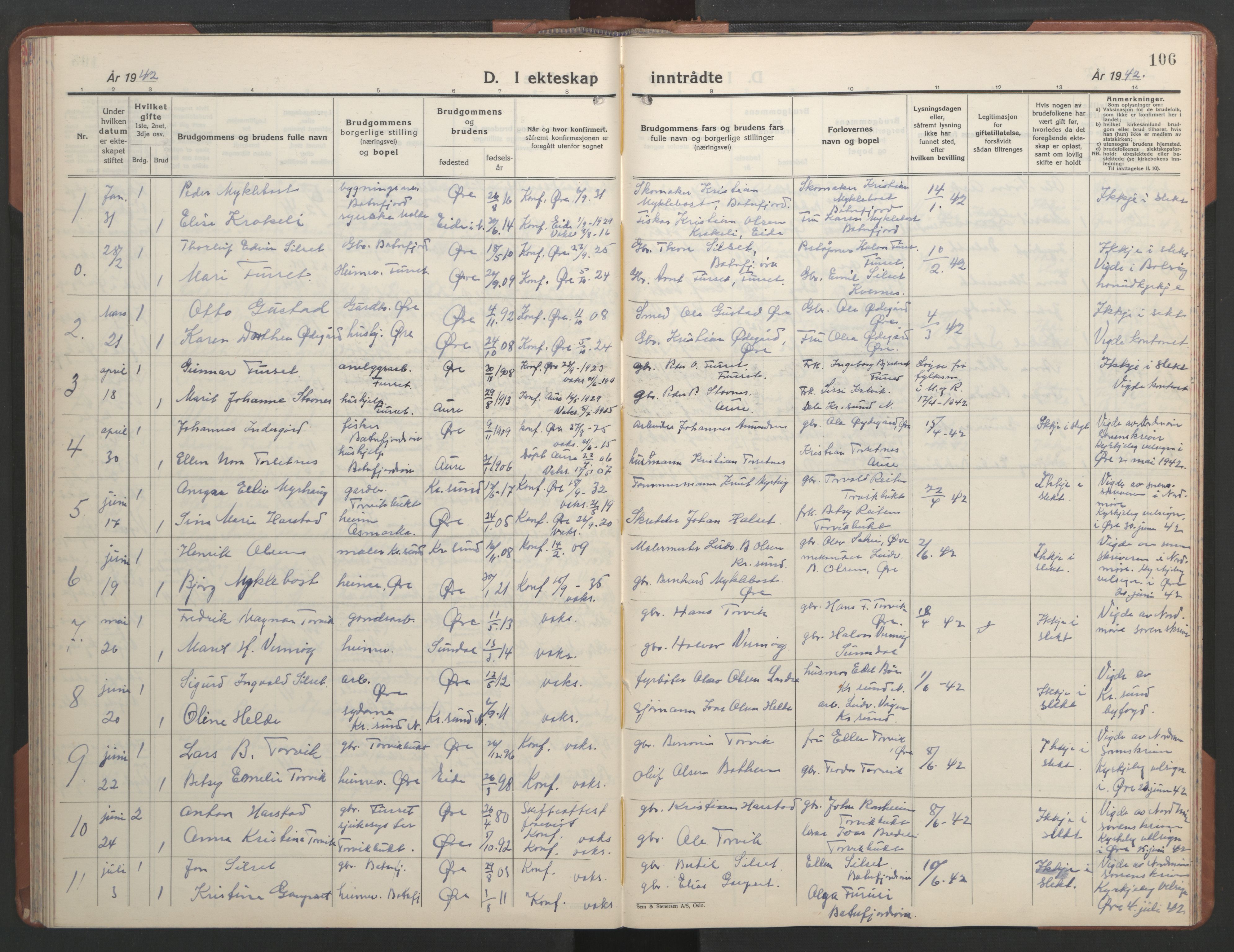 Ministerialprotokoller, klokkerbøker og fødselsregistre - Møre og Romsdal, AV/SAT-A-1454/584/L0971: Klokkerbok nr. 584C04, 1933-1946, s. 106