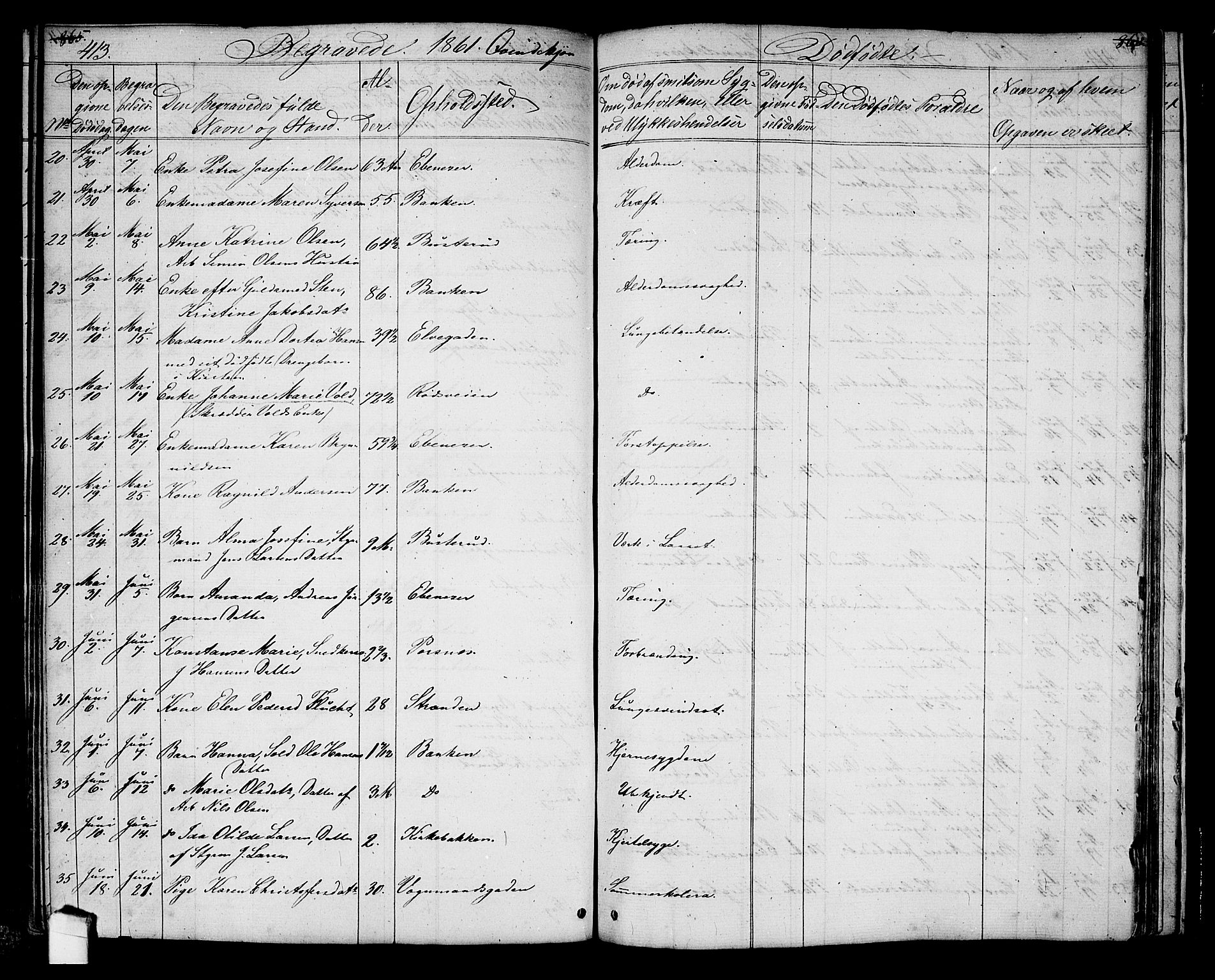 Halden prestekontor Kirkebøker, AV/SAO-A-10909/G/Ga/L0005a: Klokkerbok nr. 5A, 1855-1864, s. 413