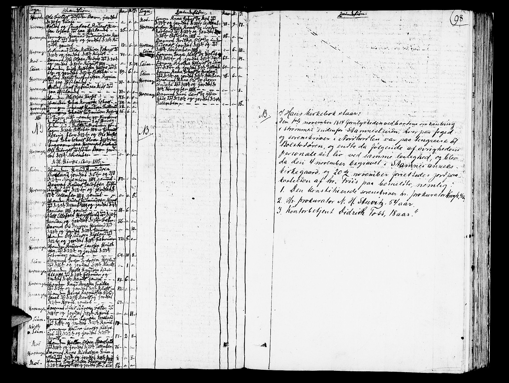 Hosanger sokneprestembete, SAB/A-75801/H/Haa: Ministerialbok nr. A 4, 1811-1821, s. 98