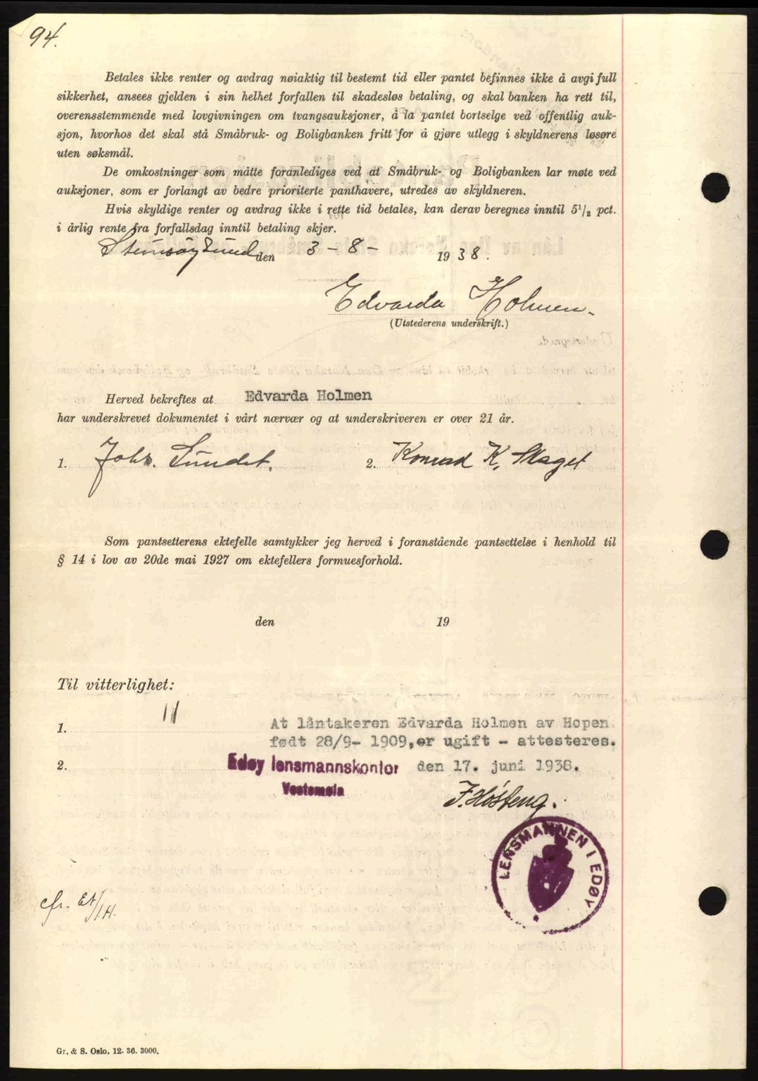 Nordmøre sorenskriveri, SAT/A-4132/1/2/2Ca: Pantebok nr. B84, 1938-1939, Dagboknr: 2382/1938