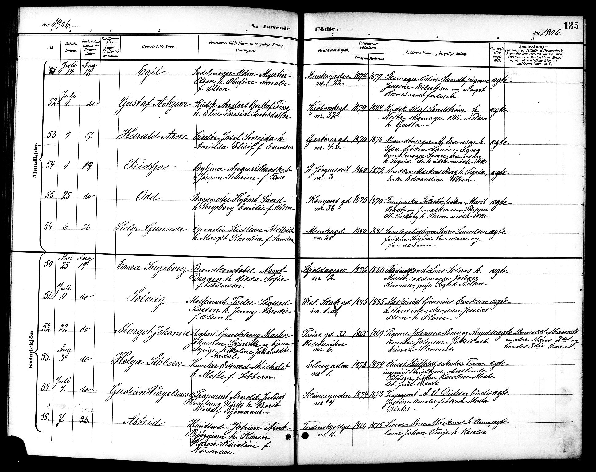 Ministerialprotokoller, klokkerbøker og fødselsregistre - Sør-Trøndelag, AV/SAT-A-1456/601/L0094: Klokkerbok nr. 601C12, 1898-1911, s. 135