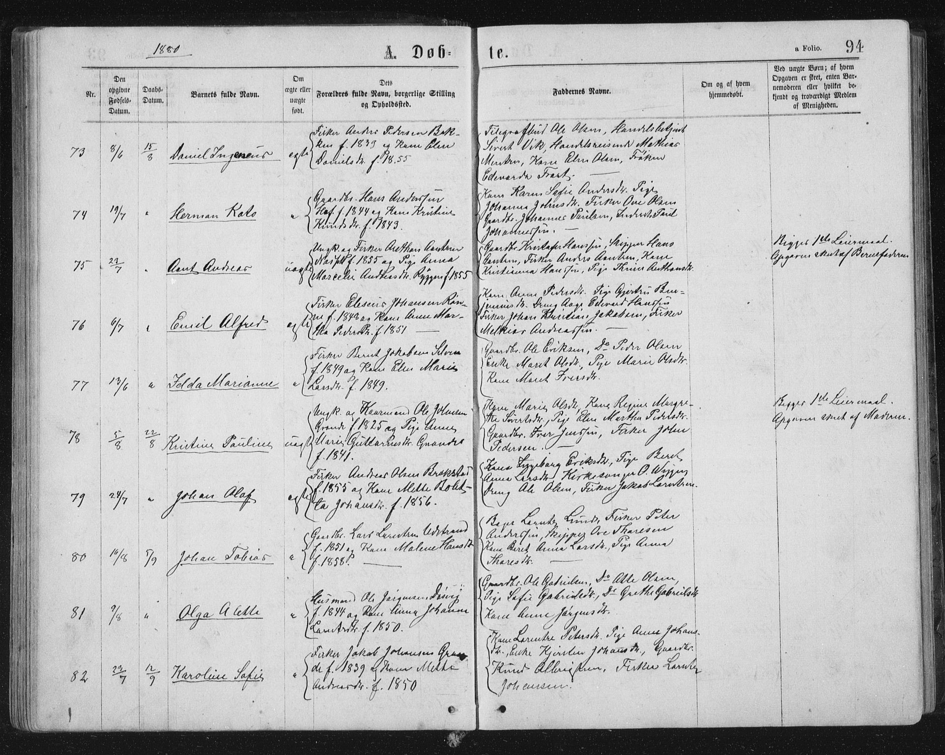 Ministerialprotokoller, klokkerbøker og fødselsregistre - Sør-Trøndelag, SAT/A-1456/659/L0745: Klokkerbok nr. 659C02, 1869-1892, s. 94