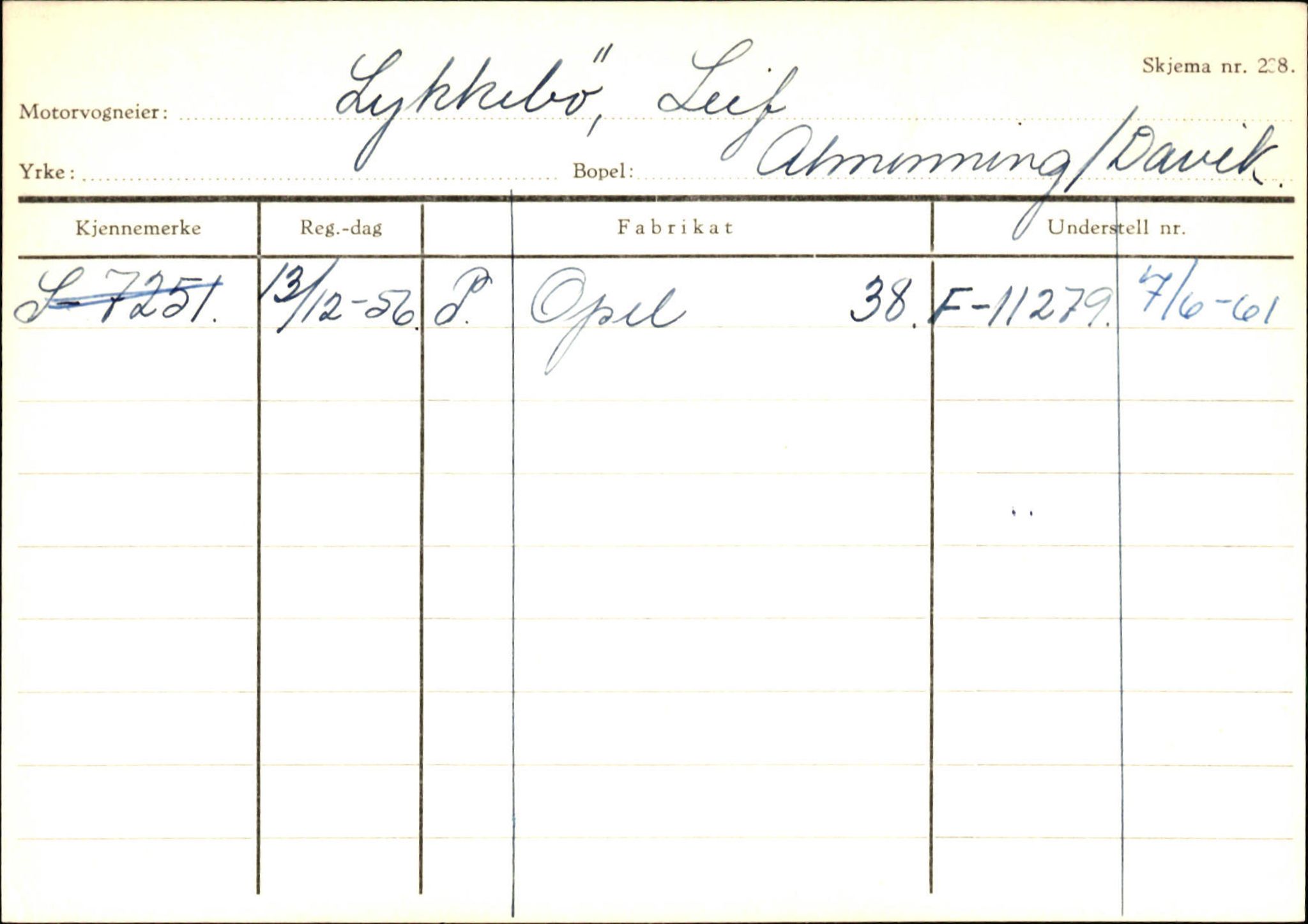 Statens vegvesen, Sogn og Fjordane vegkontor, SAB/A-5301/4/F/L0144: Registerkort Vågsøy A-R, 1945-1975, s. 1680