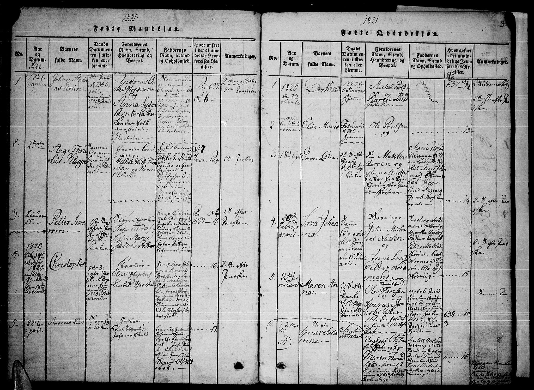 Ministerialprotokoller, klokkerbøker og fødselsregistre - Nordland, AV/SAT-A-1459/859/L0842: Ministerialbok nr. 859A02, 1821-1839, s. 2-3