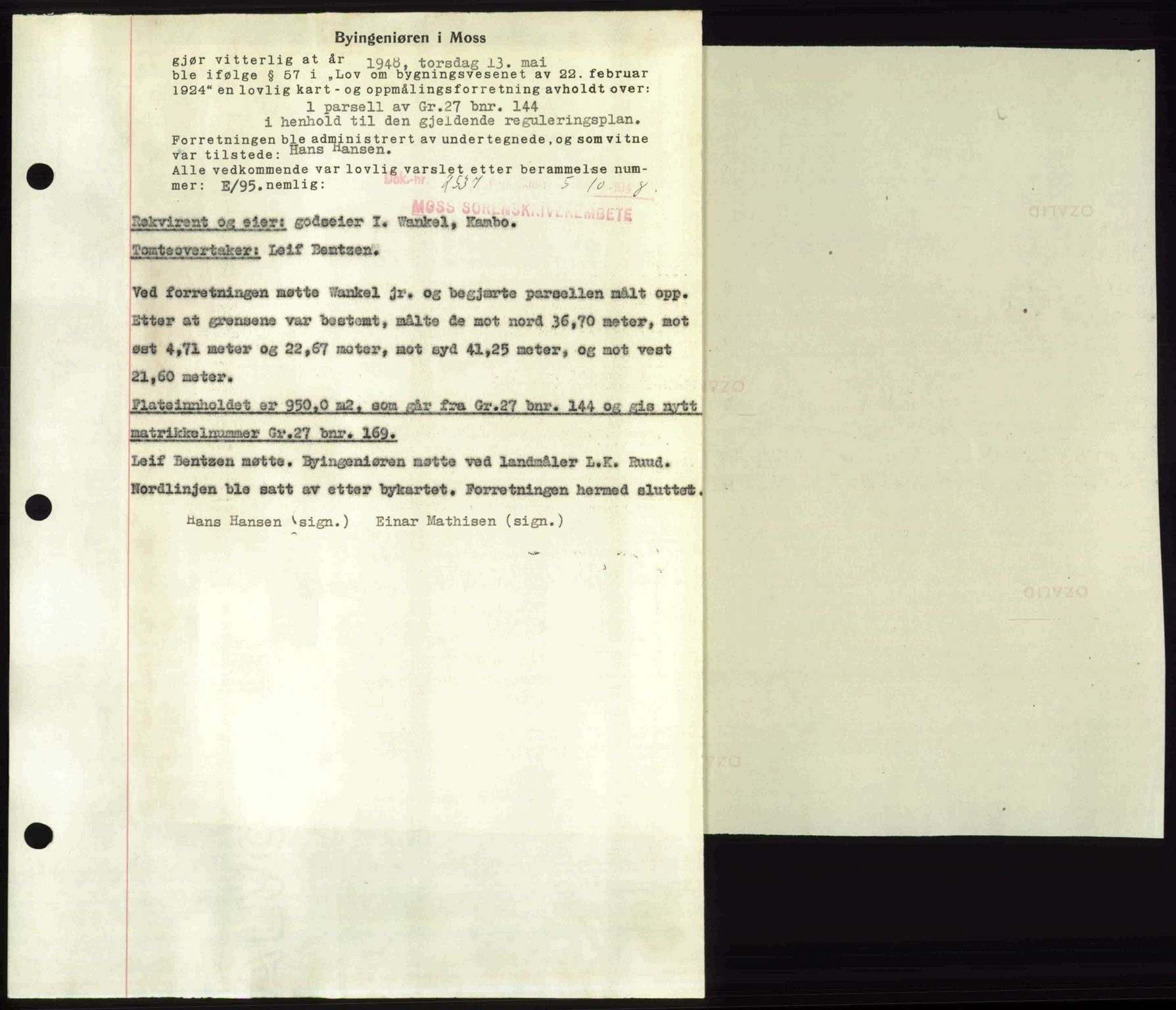 Moss sorenskriveri, SAO/A-10168: Pantebok nr. A20, 1948-1948, Dagboknr: 2537/1948