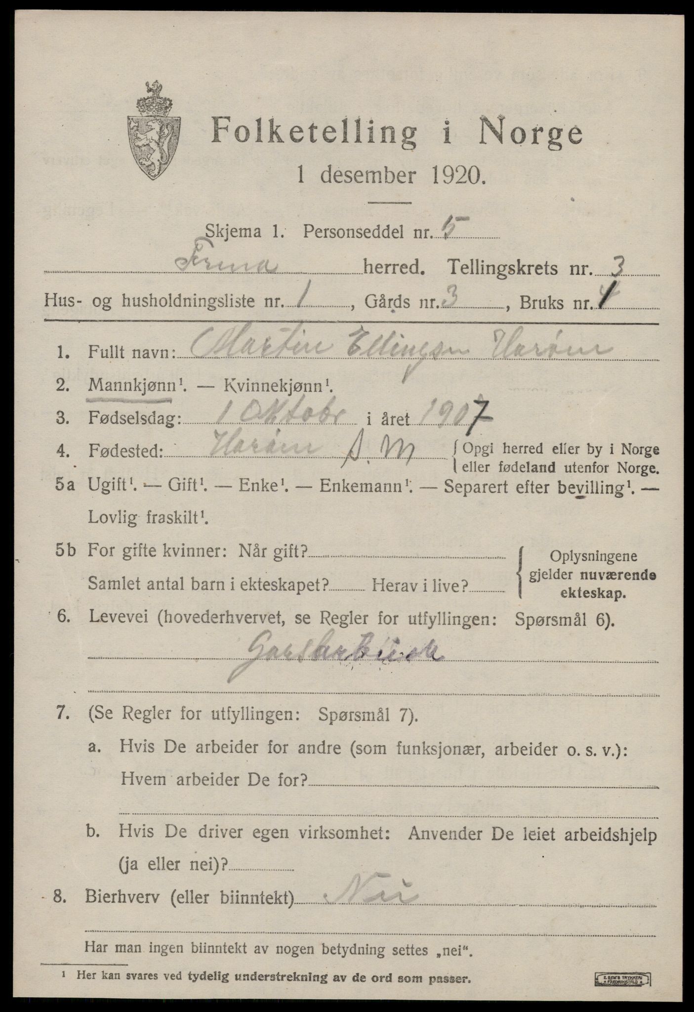 SAT, Folketelling 1920 for 1548 Fræna herred, 1920, s. 2313