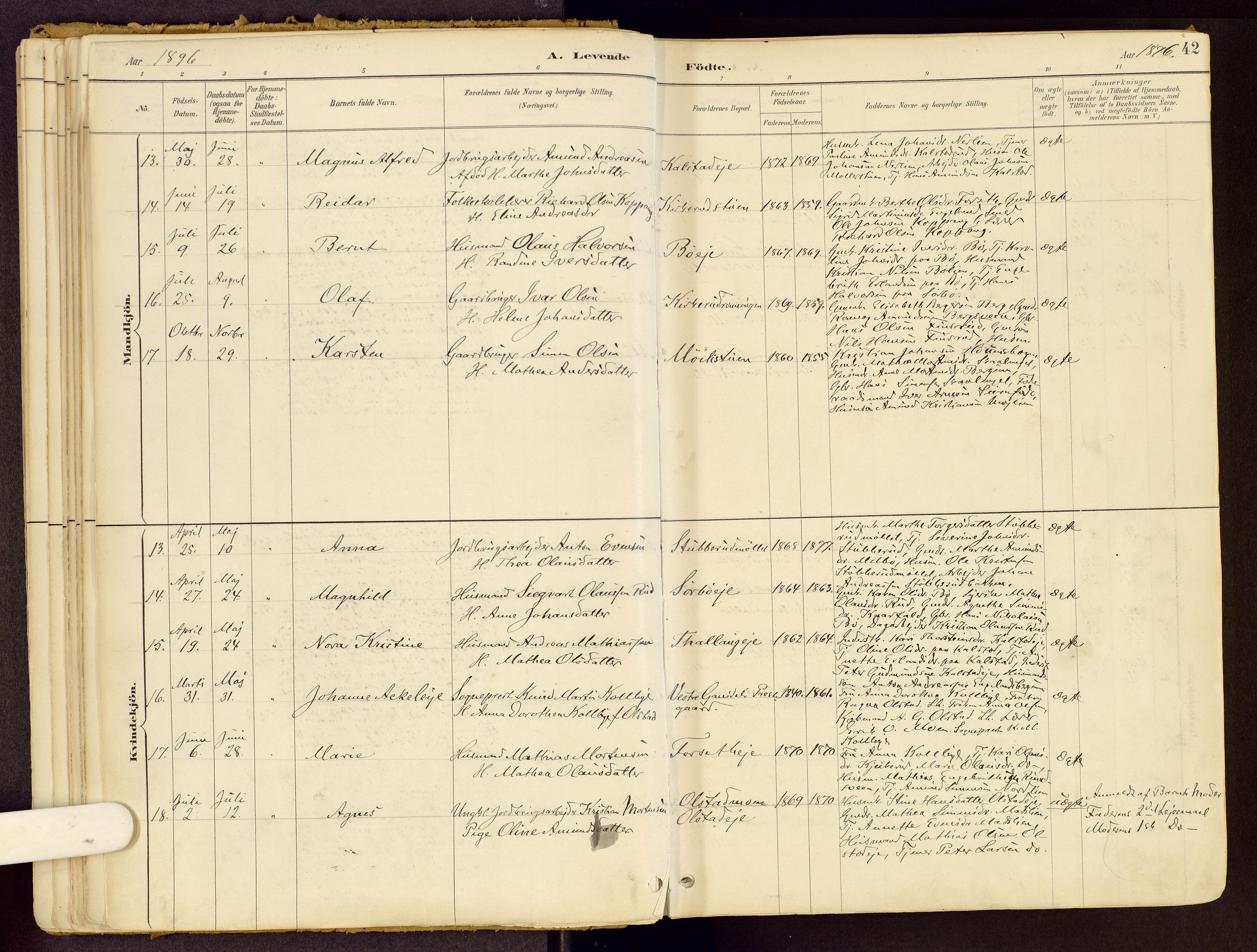 Vestre Gausdal prestekontor, AV/SAH-PREST-094/H/Ha/Haa/L0001: Ministerialbok nr. 1, 1887-1914, s. 42