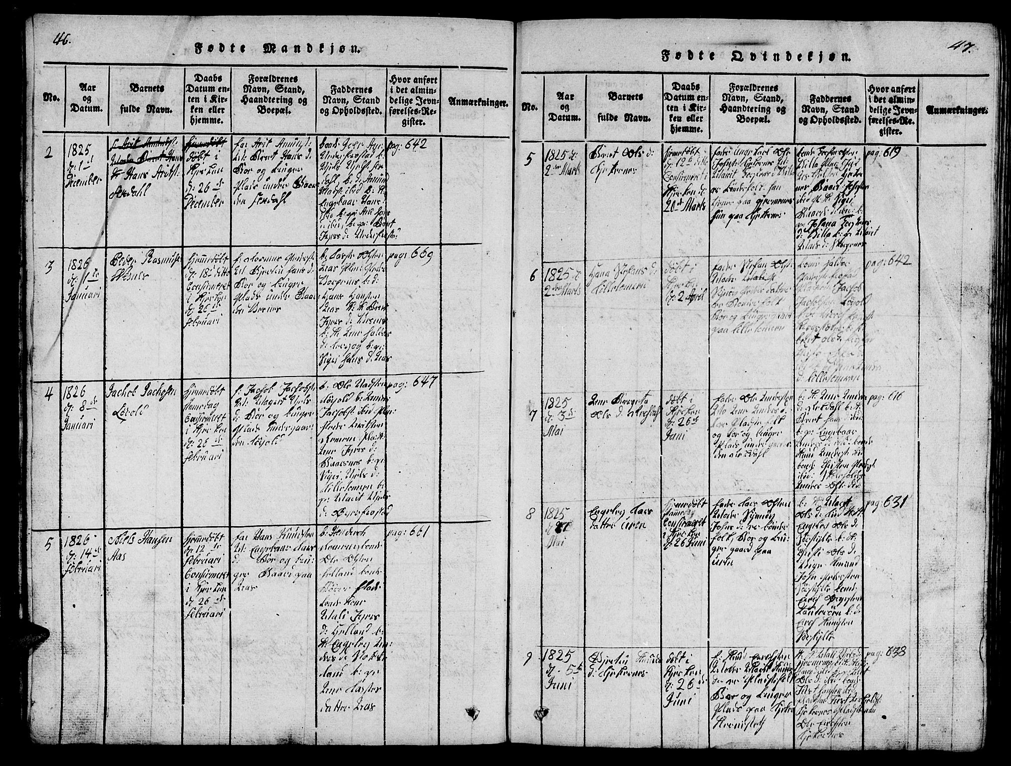 Ministerialprotokoller, klokkerbøker og fødselsregistre - Møre og Romsdal, AV/SAT-A-1454/539/L0535: Klokkerbok nr. 539C01, 1818-1842, s. 46-47