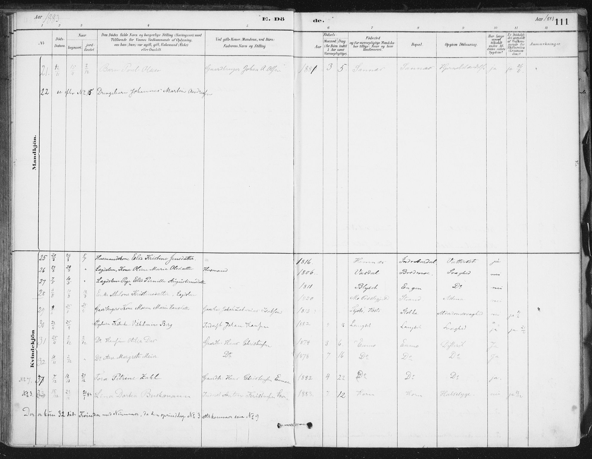 Ministerialprotokoller, klokkerbøker og fødselsregistre - Nordland, AV/SAT-A-1459/838/L0553: Ministerialbok nr. 838A11, 1880-1910, s. 111