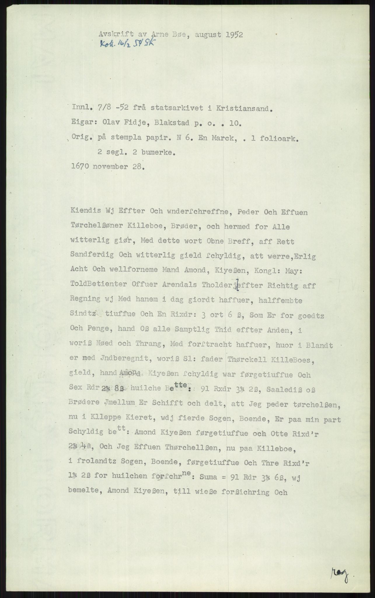 Samlinger til kildeutgivelse, Diplomavskriftsamlingen, RA/EA-4053/H/Ha, s. 1881