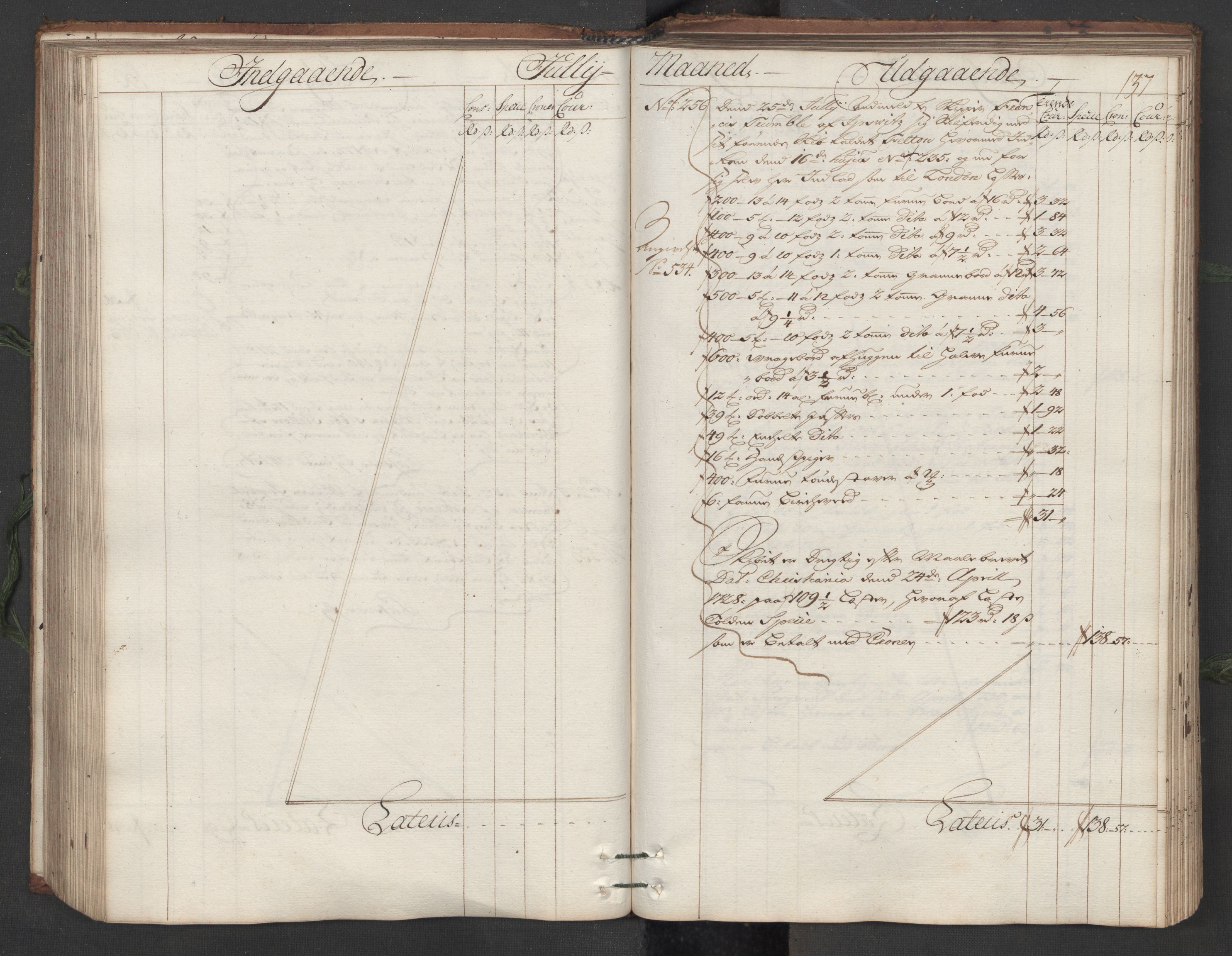 Generaltollkammeret, tollregnskaper, AV/RA-EA-5490/R12/L0007/0001: Tollregnskaper Langesund / Hovedtollbok, 1731, s. 136b-137a