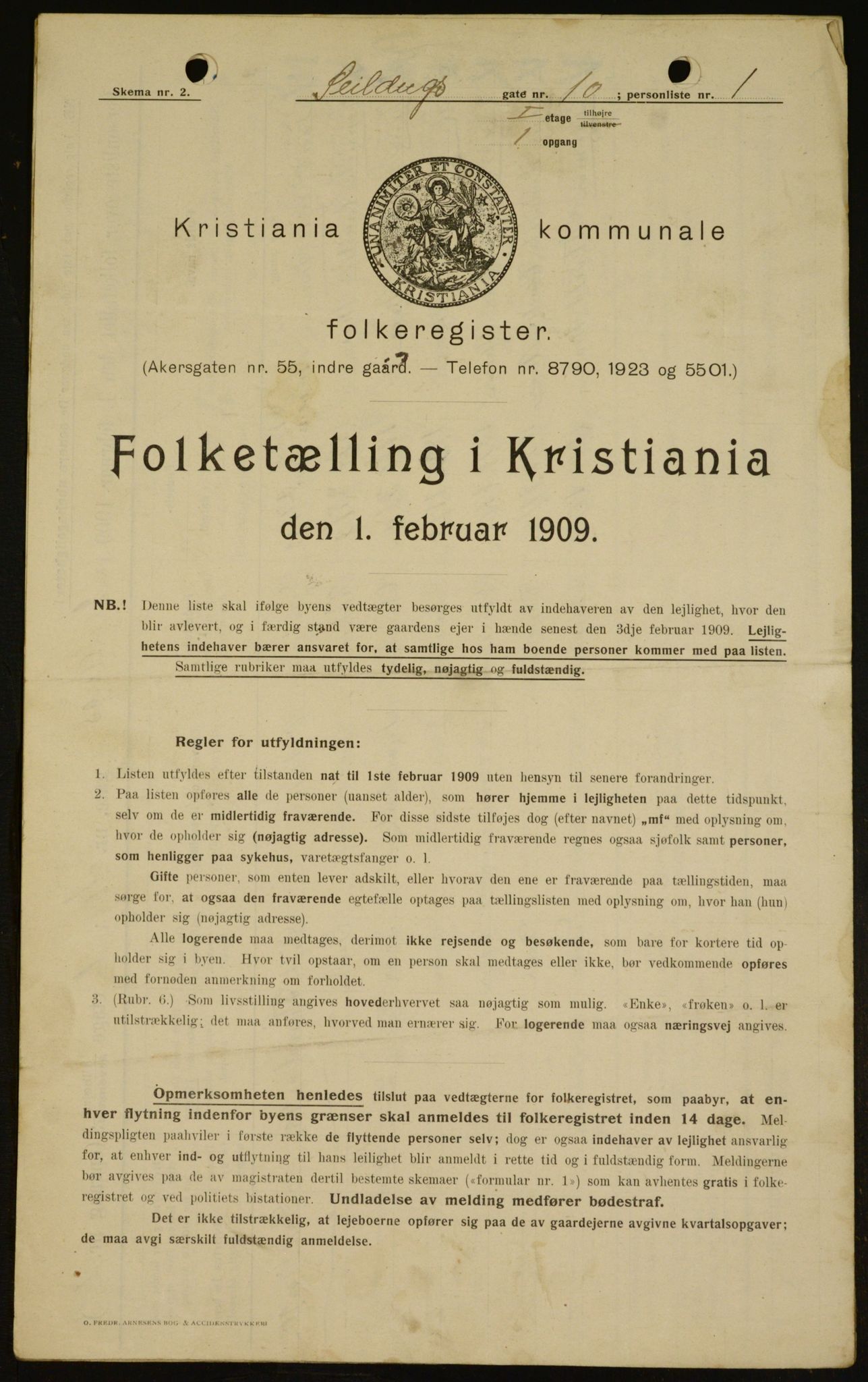 OBA, Kommunal folketelling 1.2.1909 for Kristiania kjøpstad, 1909, s. 85561