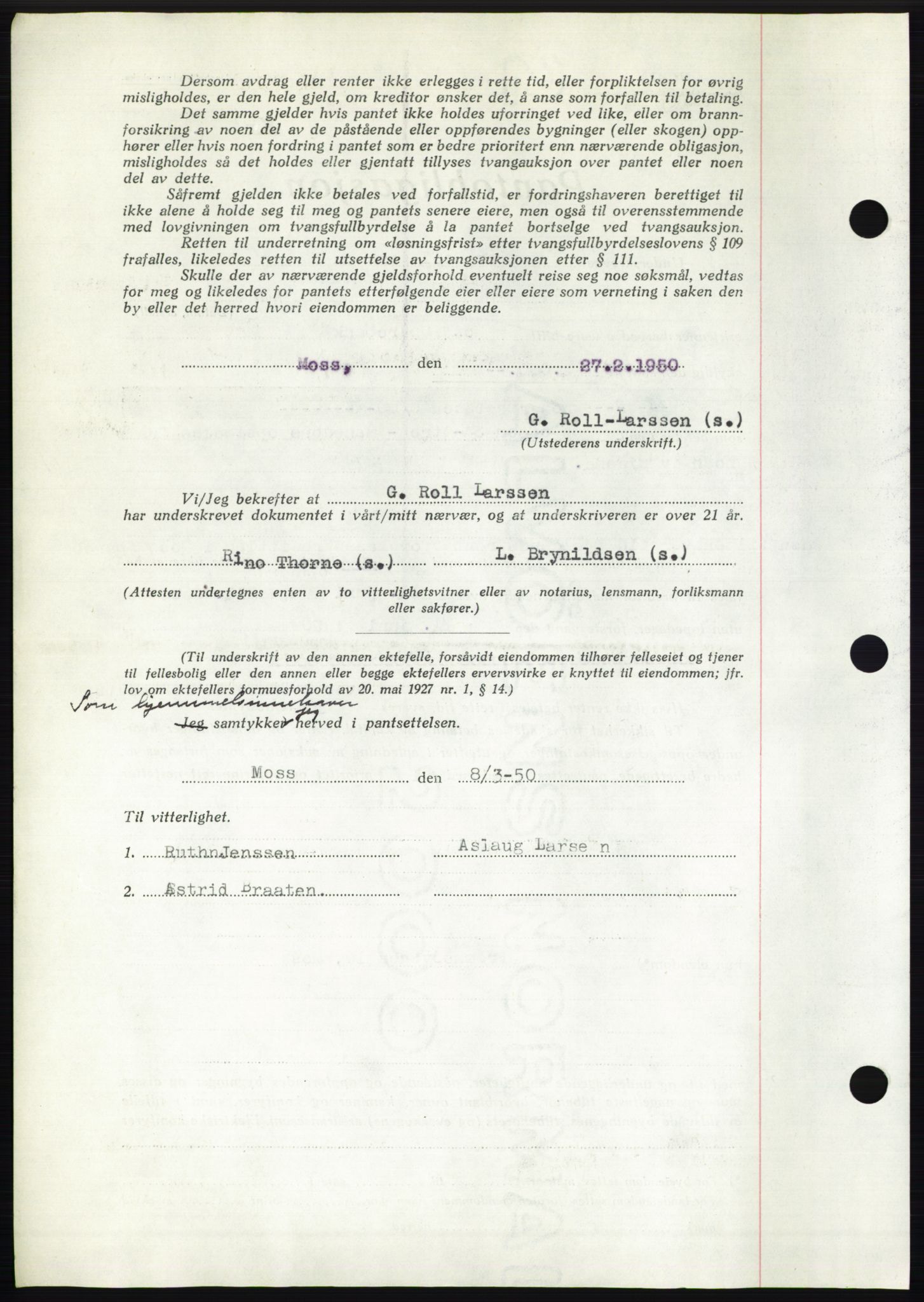Moss sorenskriveri, SAO/A-10168: Pantebok nr. B23, 1949-1950, Dagboknr: 768/1950