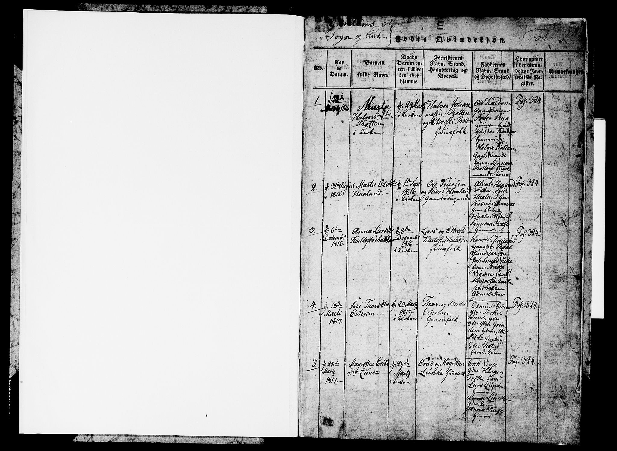 Etne sokneprestembete, SAB/A-75001/H/Hab: Klokkerbok nr. C 1, 1816-1841, s. 1