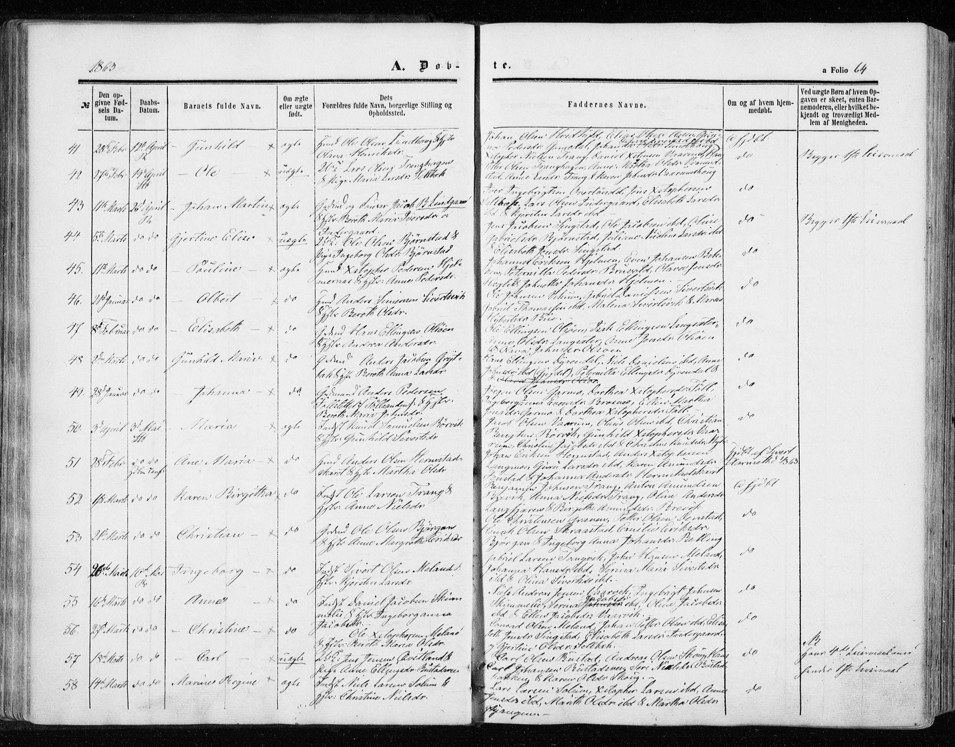 Ministerialprotokoller, klokkerbøker og fødselsregistre - Sør-Trøndelag, SAT/A-1456/646/L0612: Ministerialbok nr. 646A10, 1858-1869, s. 64