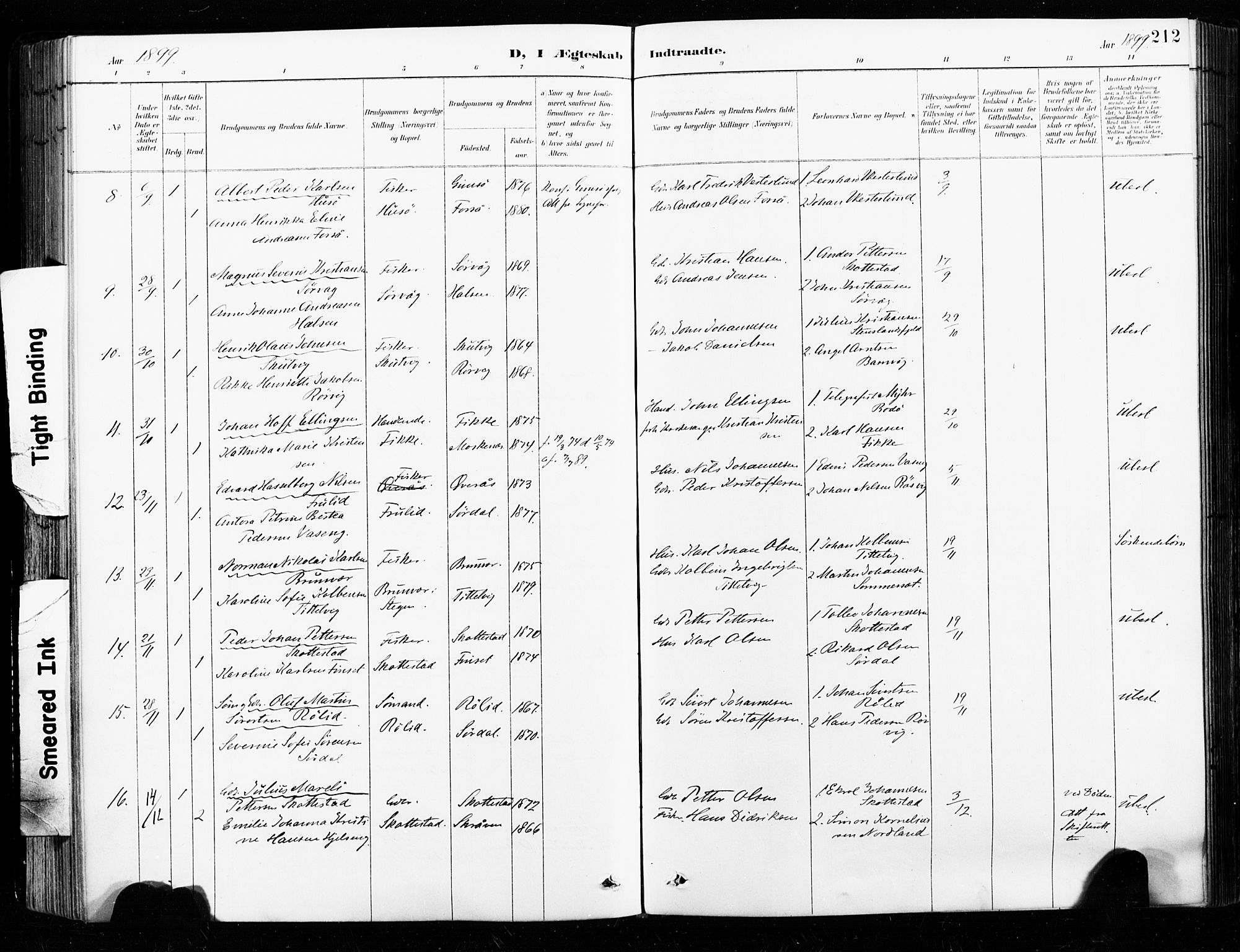 Ministerialprotokoller, klokkerbøker og fødselsregistre - Nordland, SAT/A-1459/859/L0847: Ministerialbok nr. 859A07, 1890-1899, s. 212