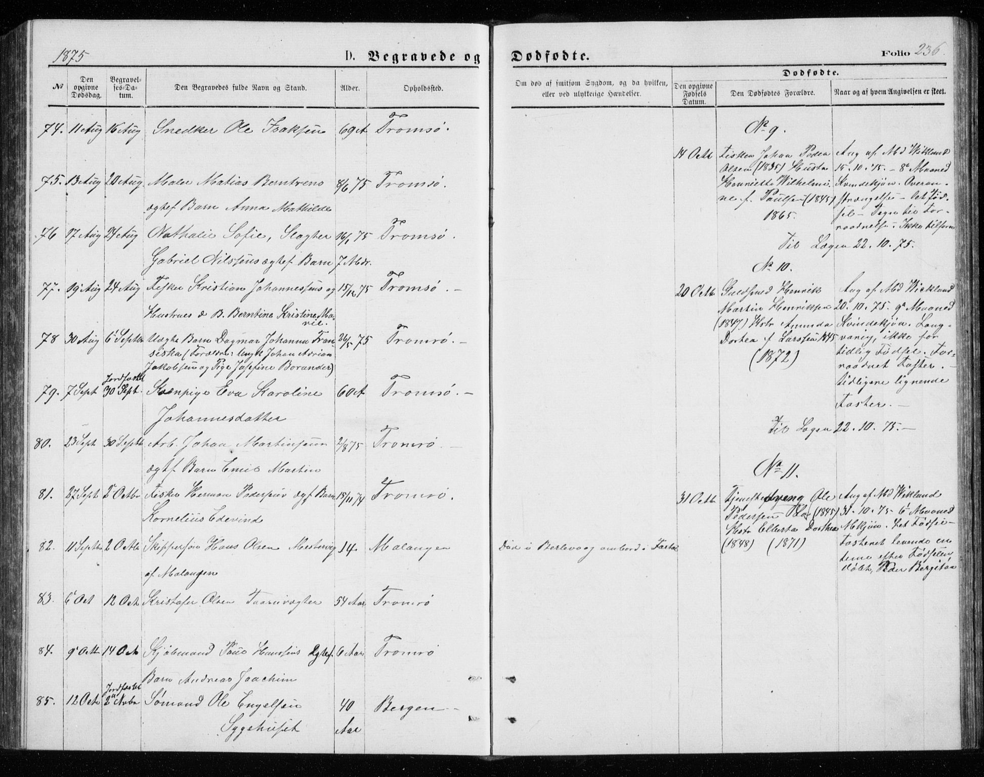 Tromsø sokneprestkontor/stiftsprosti/domprosti, SATØ/S-1343/G/Gb/L0008klokker: Klokkerbok nr. 8, 1875-1879, s. 236