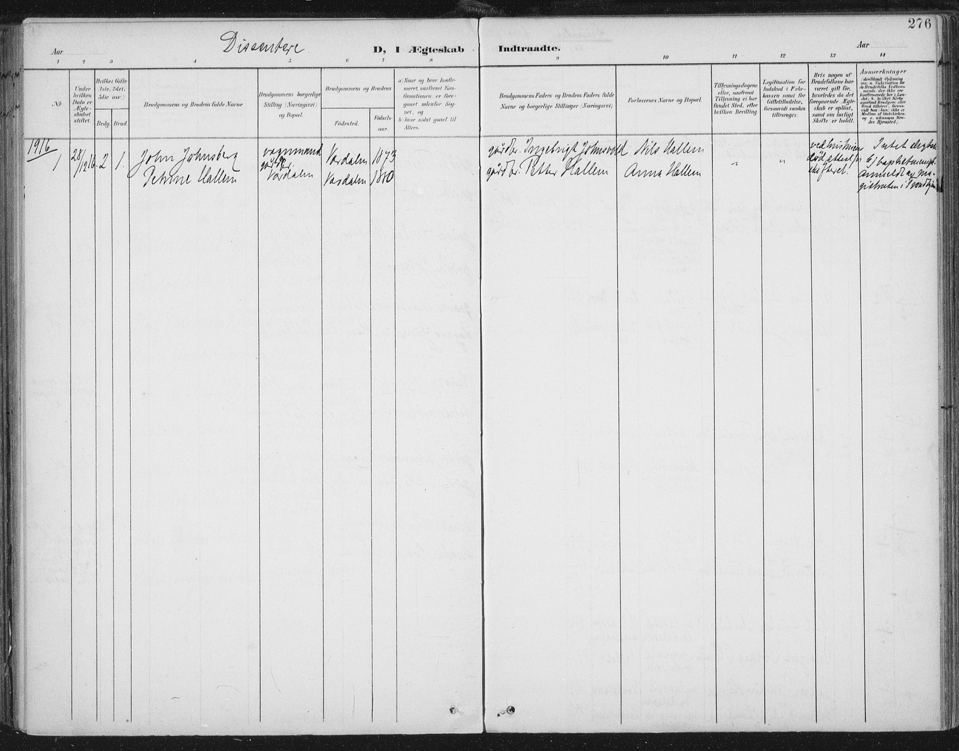 Ministerialprotokoller, klokkerbøker og fødselsregistre - Nord-Trøndelag, SAT/A-1458/723/L0246: Ministerialbok nr. 723A15, 1900-1917, s. 276