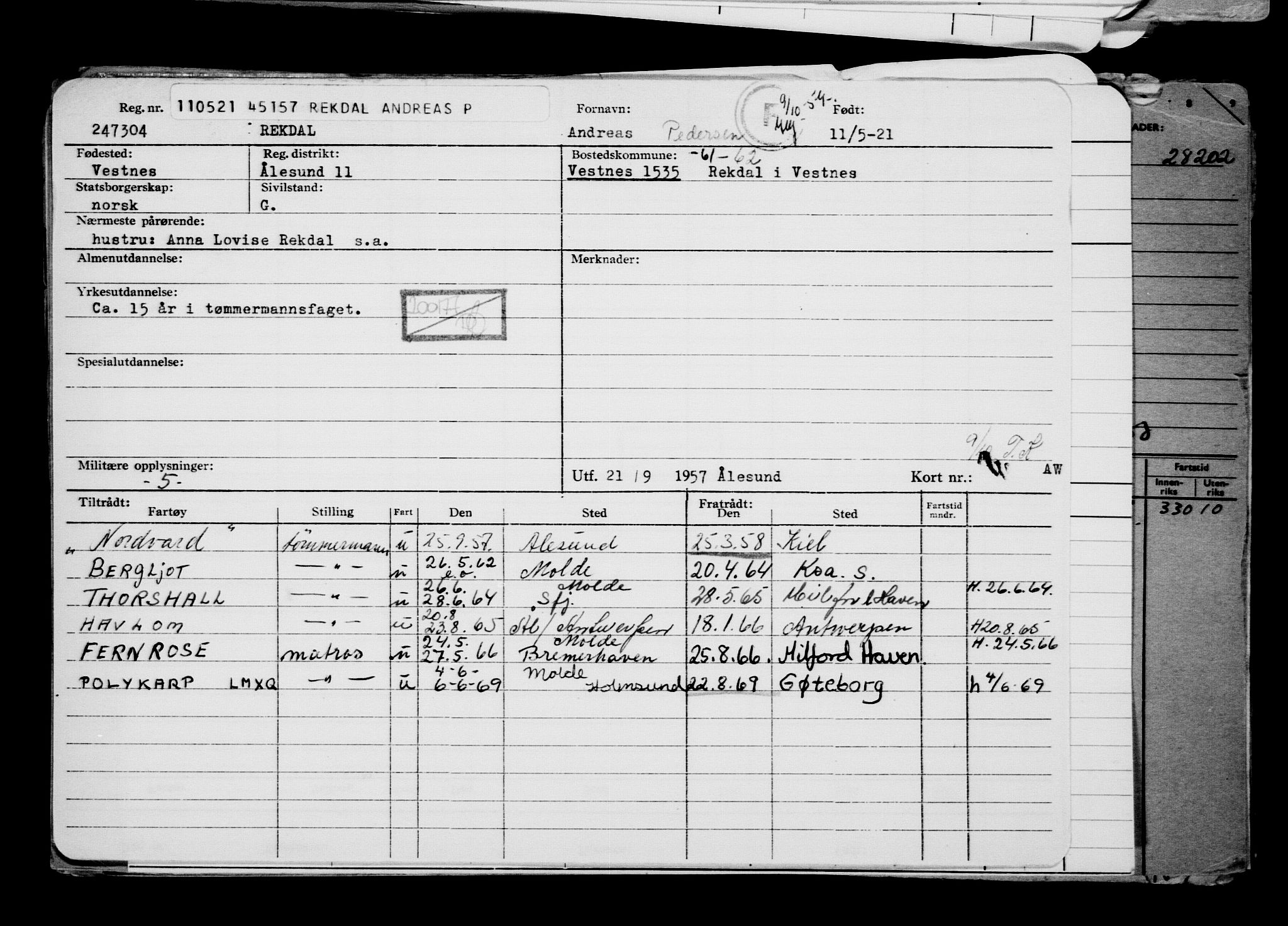 Direktoratet for sjømenn, AV/RA-S-3545/G/Gb/L0193: Hovedkort, 1921, s. 407