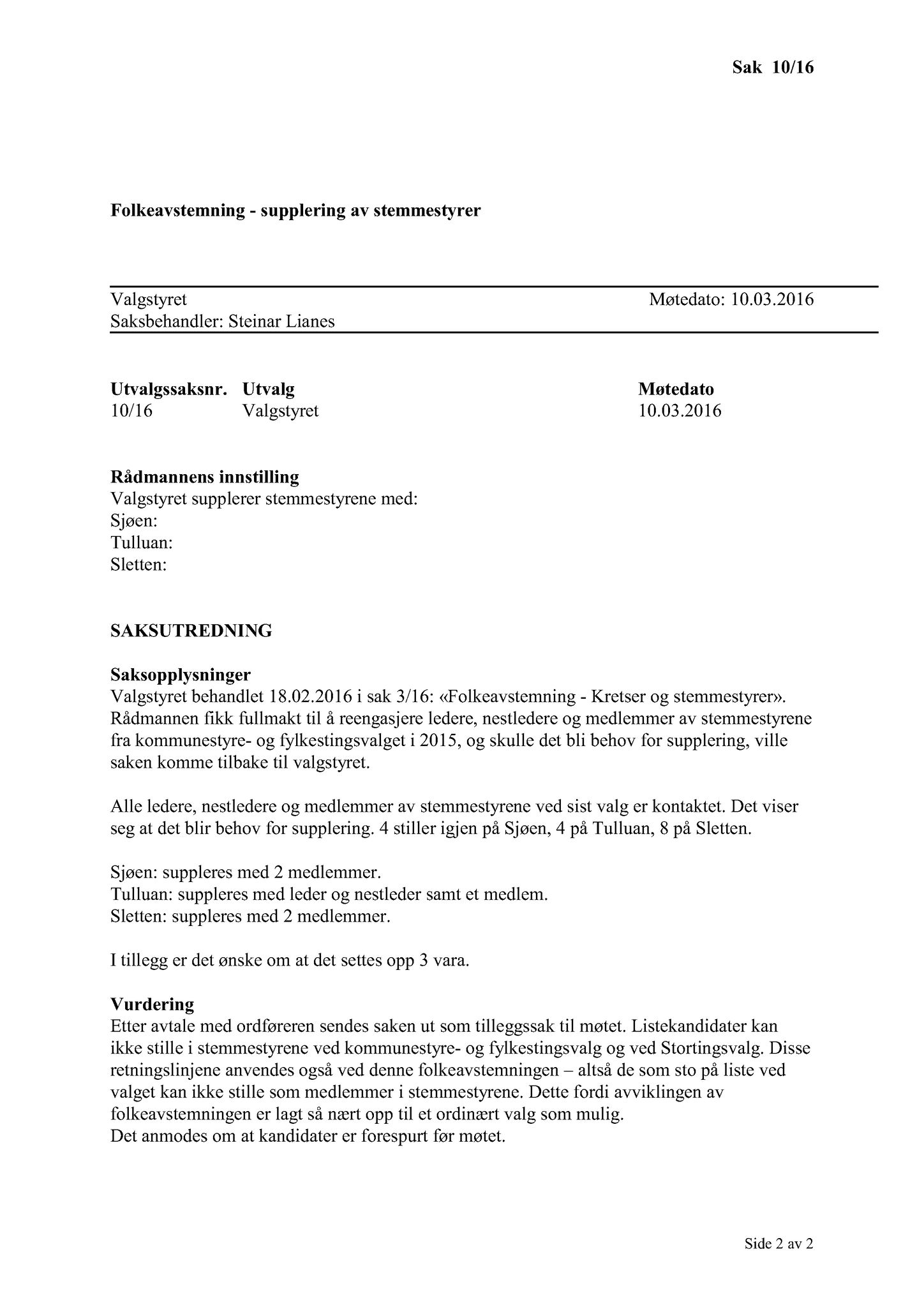 Klæbu Kommune, TRKO/KK/10-VS/L002: Valgstyret - Møtedokumenter, 2016, s. 29