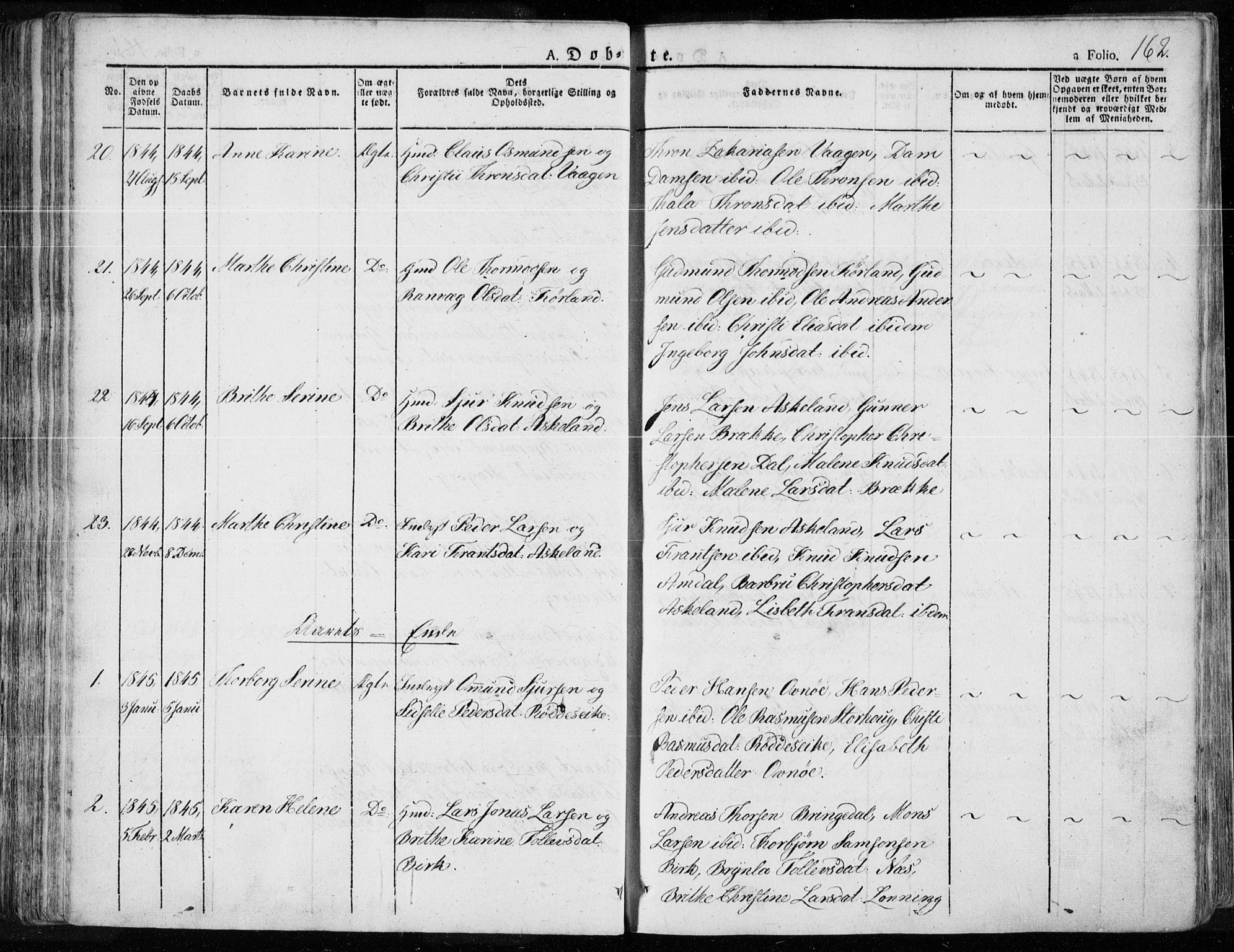 Tysvær sokneprestkontor, SAST/A -101864/H/Ha/Haa/L0001: Ministerialbok nr. A 1.1, 1831-1856, s. 162