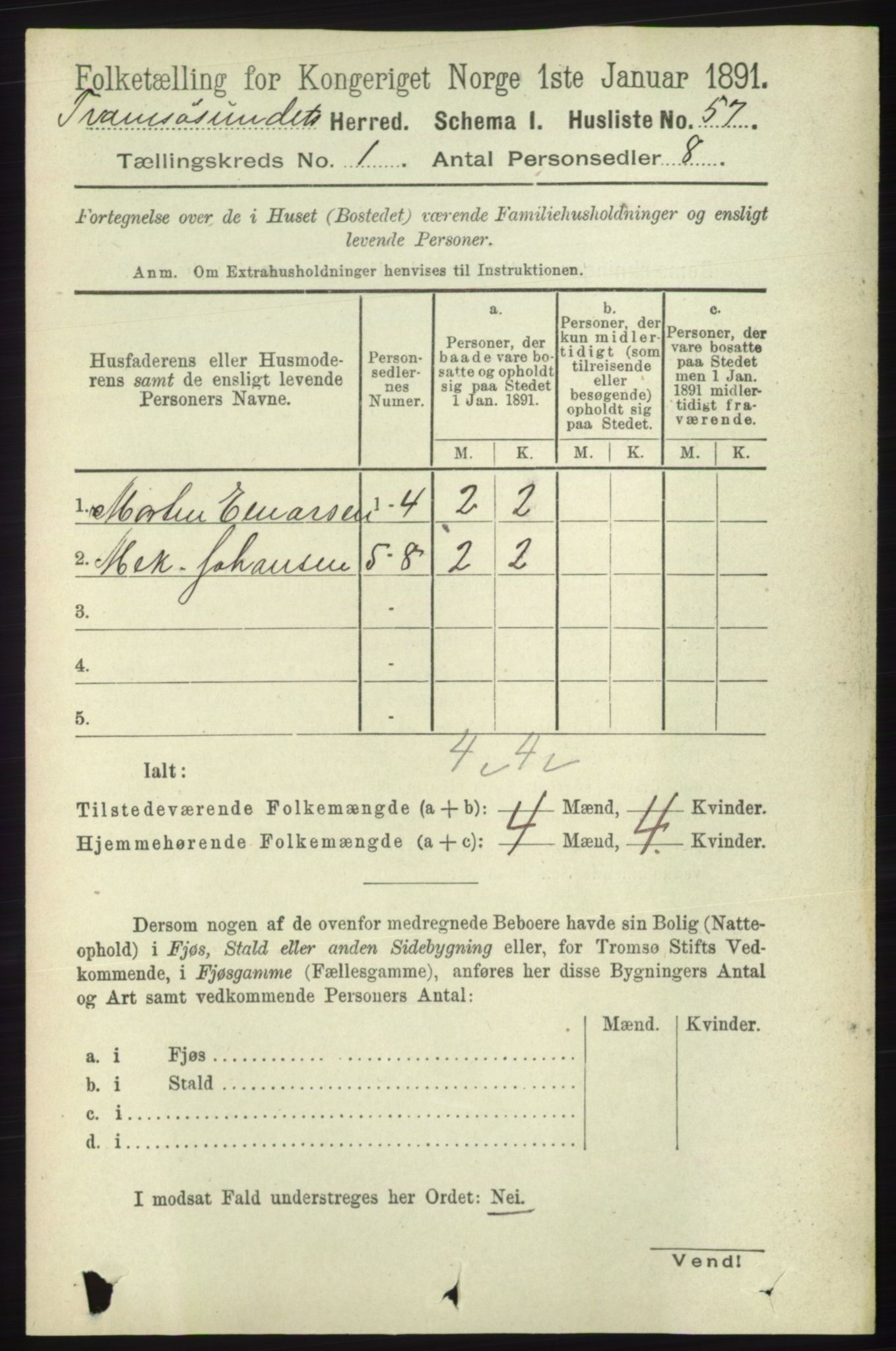 RA, Folketelling 1891 for 1934 Tromsøysund herred, 1891, s. 79