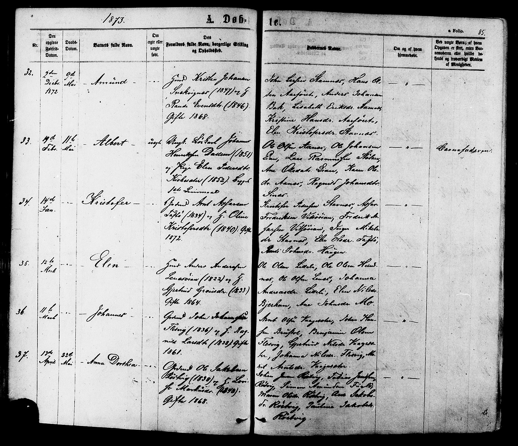 Ministerialprotokoller, klokkerbøker og fødselsregistre - Sør-Trøndelag, AV/SAT-A-1456/630/L0495: Ministerialbok nr. 630A08, 1868-1878, s. 85