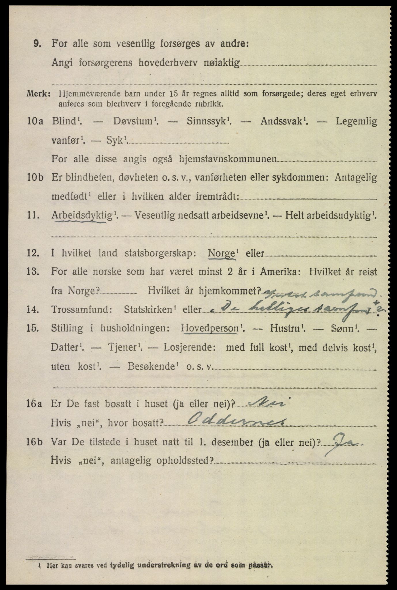 SAK, Folketelling 1920 for 1014 Vennesla herred, 1920, s. 1909