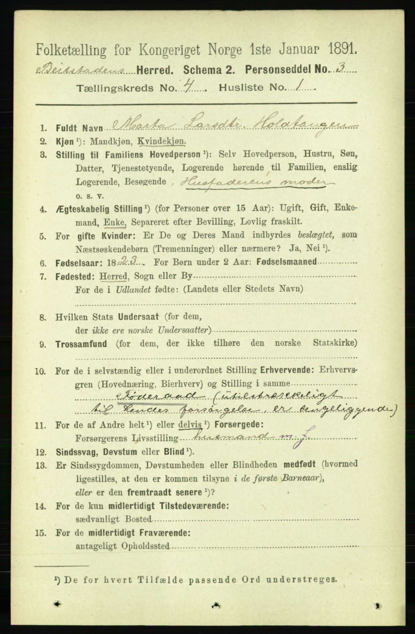 RA, Folketelling 1891 for 1727 Beitstad herred, 1891, s. 1003