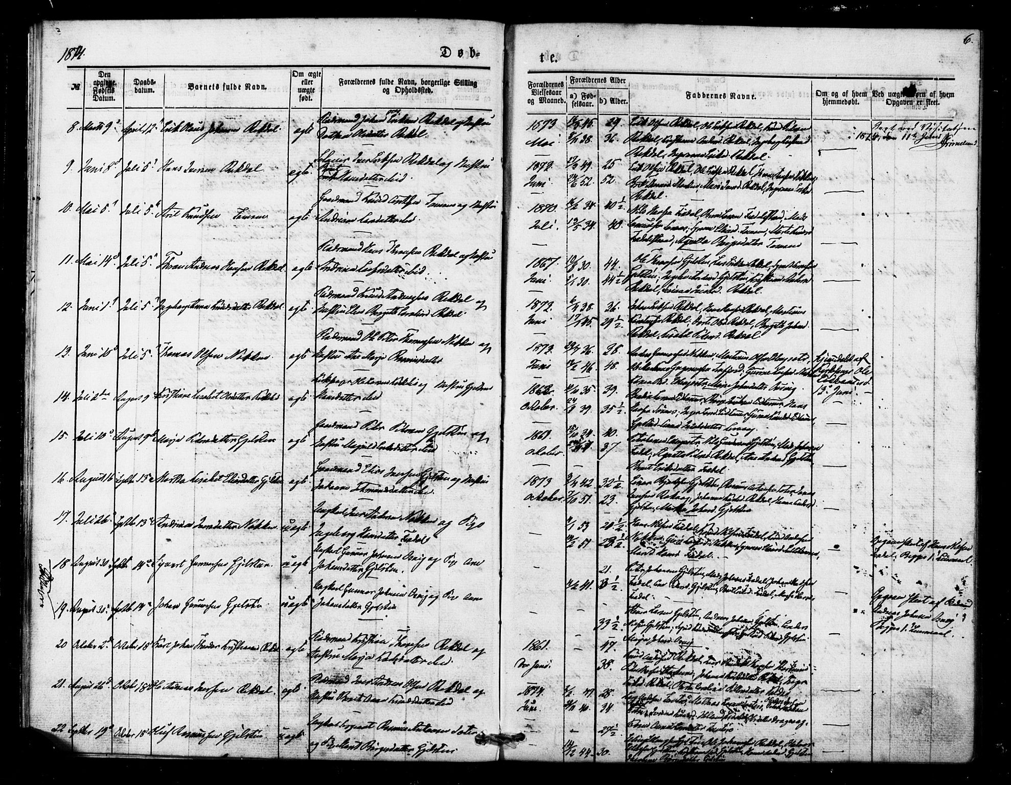 Ministerialprotokoller, klokkerbøker og fødselsregistre - Møre og Romsdal, AV/SAT-A-1454/540/L0540: Ministerialbok nr. 540A01, 1872-1883, s. 6