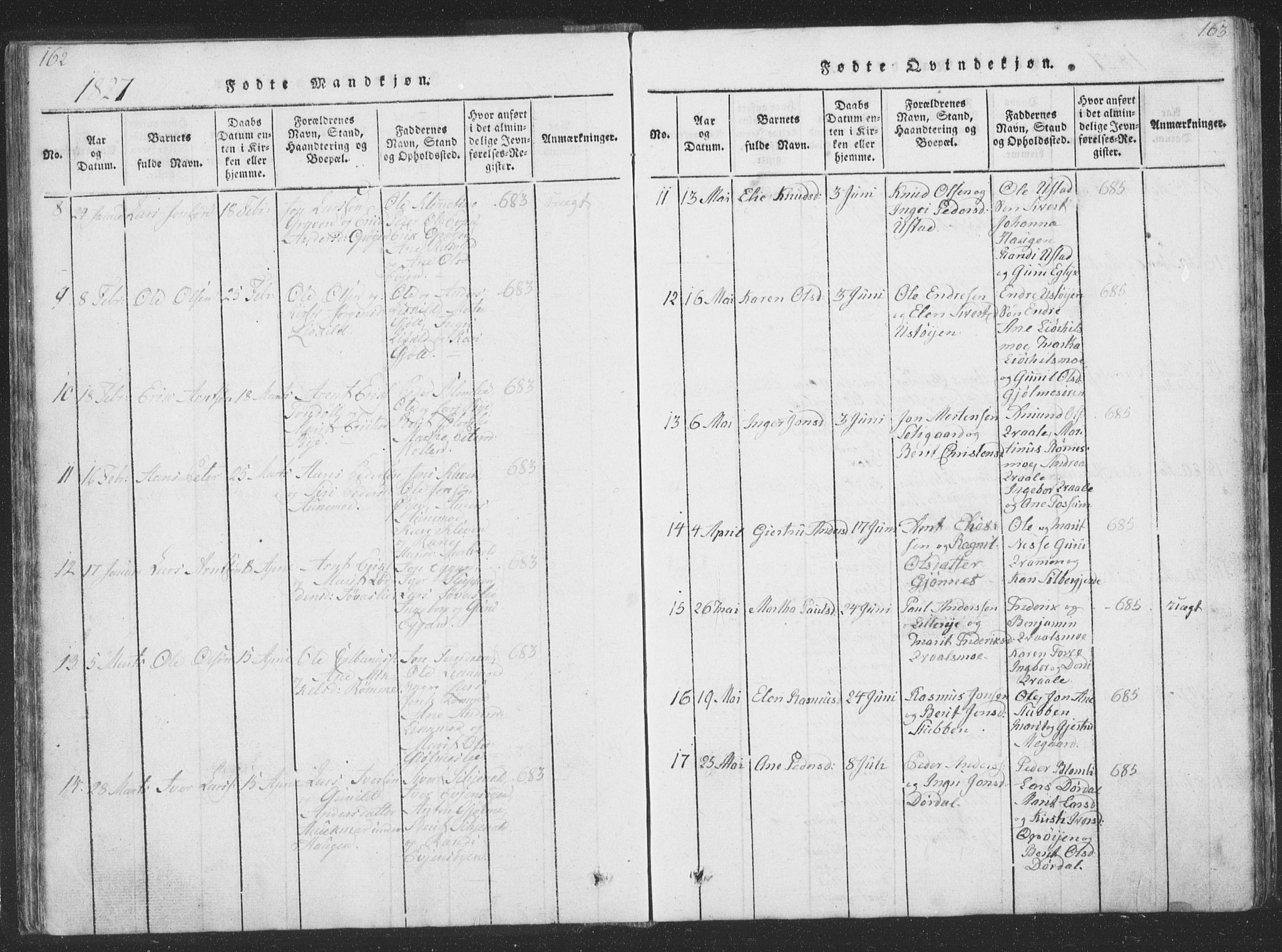 Ministerialprotokoller, klokkerbøker og fødselsregistre - Sør-Trøndelag, SAT/A-1456/668/L0816: Klokkerbok nr. 668C05, 1816-1893, s. 162-163