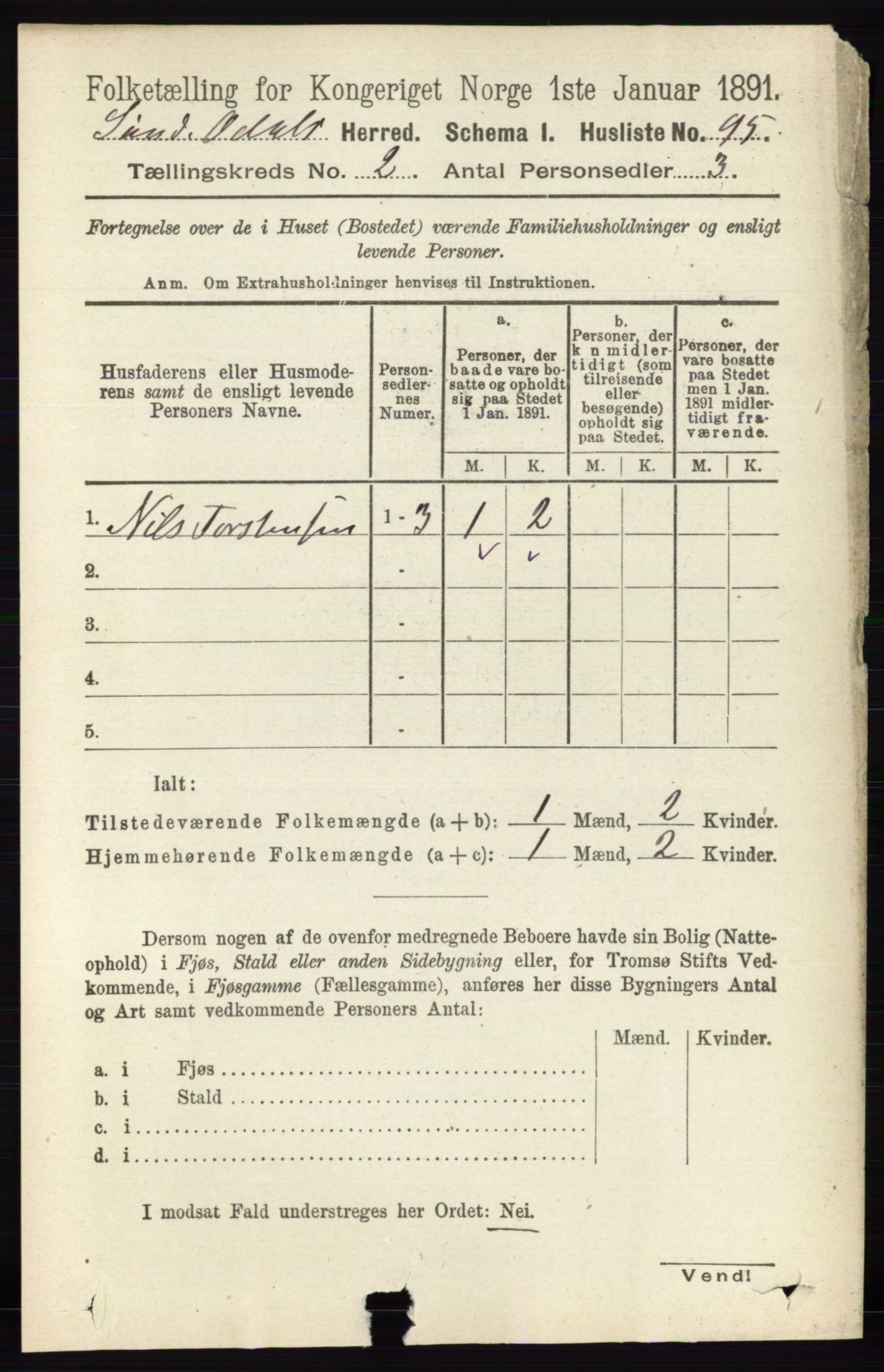 RA, Folketelling 1891 for 0419 Sør-Odal herred, 1891, s. 446