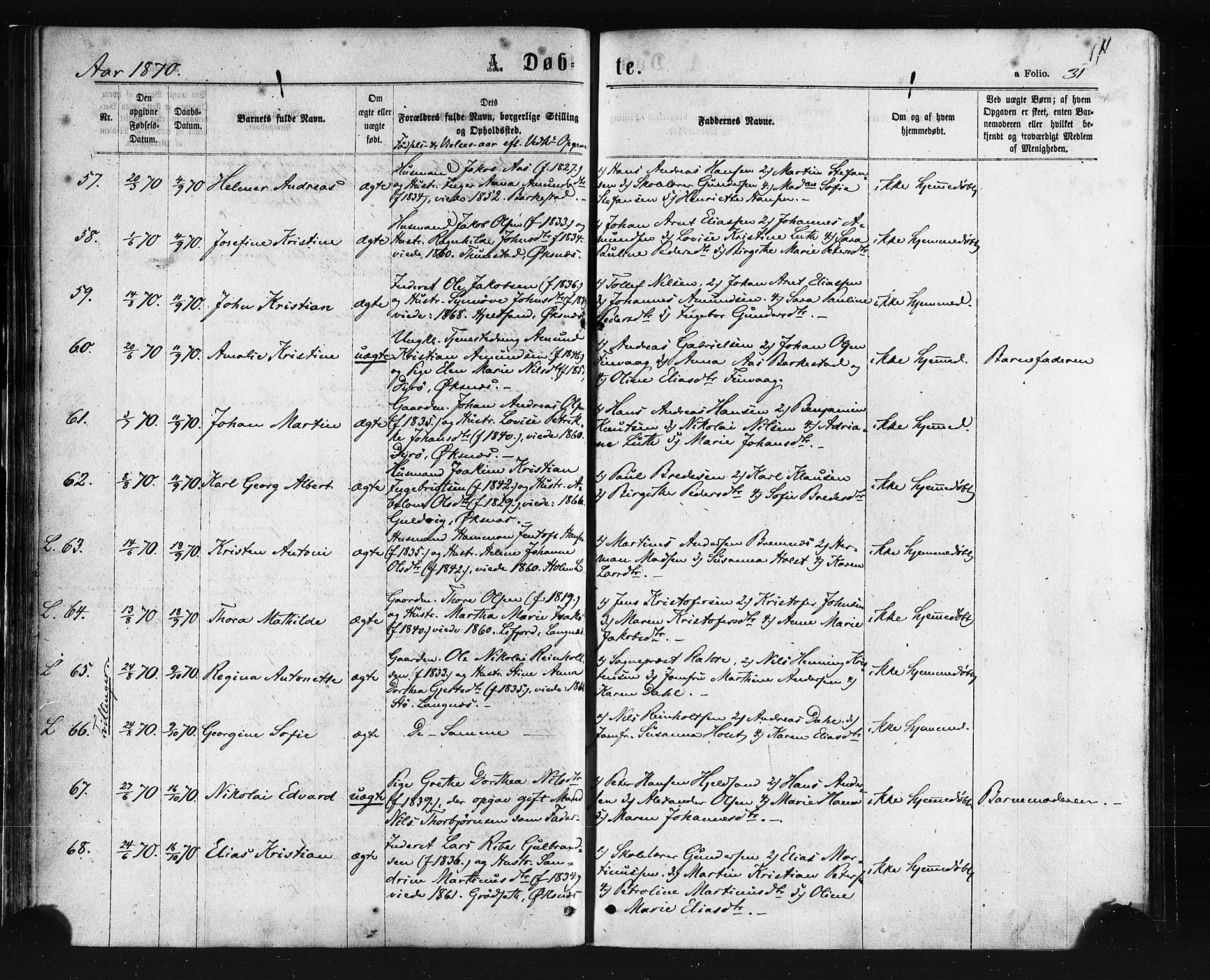 Ministerialprotokoller, klokkerbøker og fødselsregistre - Nordland, AV/SAT-A-1459/893/L1334: Ministerialbok nr. 893A07, 1867-1877, s. 31