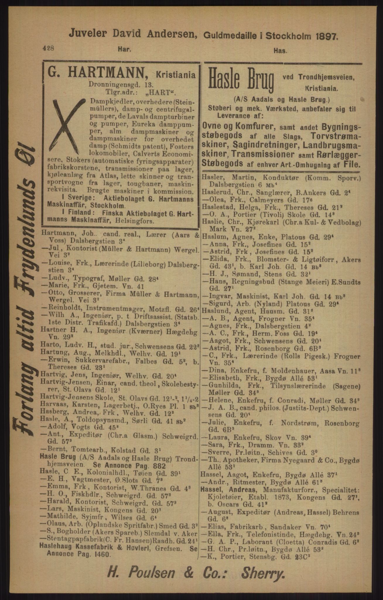 Kristiania/Oslo adressebok, PUBL/-, 1905, s. 428