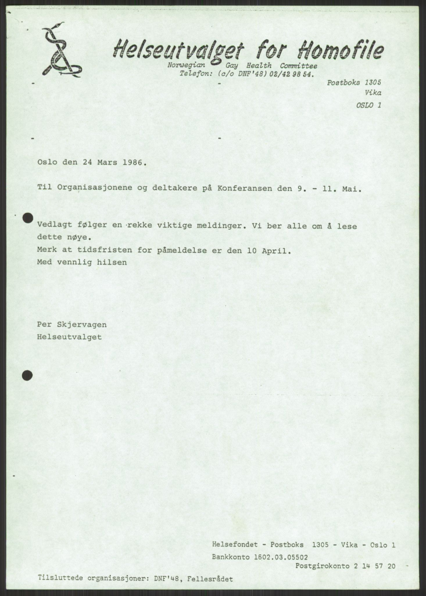 Det Norske Forbundet av 1948/Landsforeningen for Lesbisk og Homofil Frigjøring, AV/RA-PA-1216/D/Db/L0001: Aids, 1983-1987, s. 1071