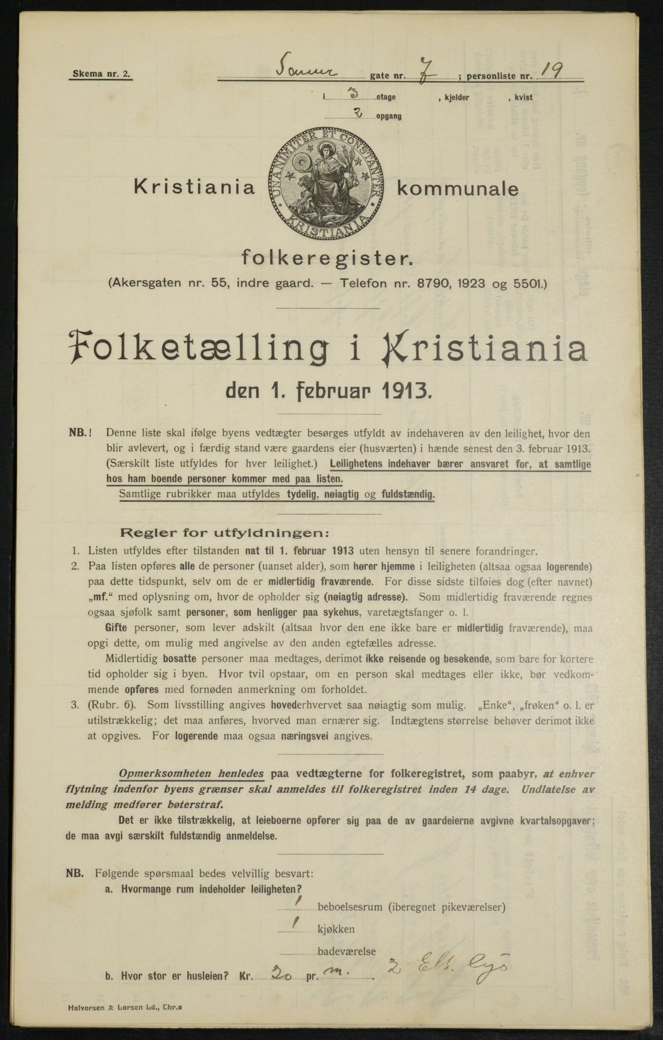 OBA, Kommunal folketelling 1.2.1913 for Kristiania, 1913, s. 88477