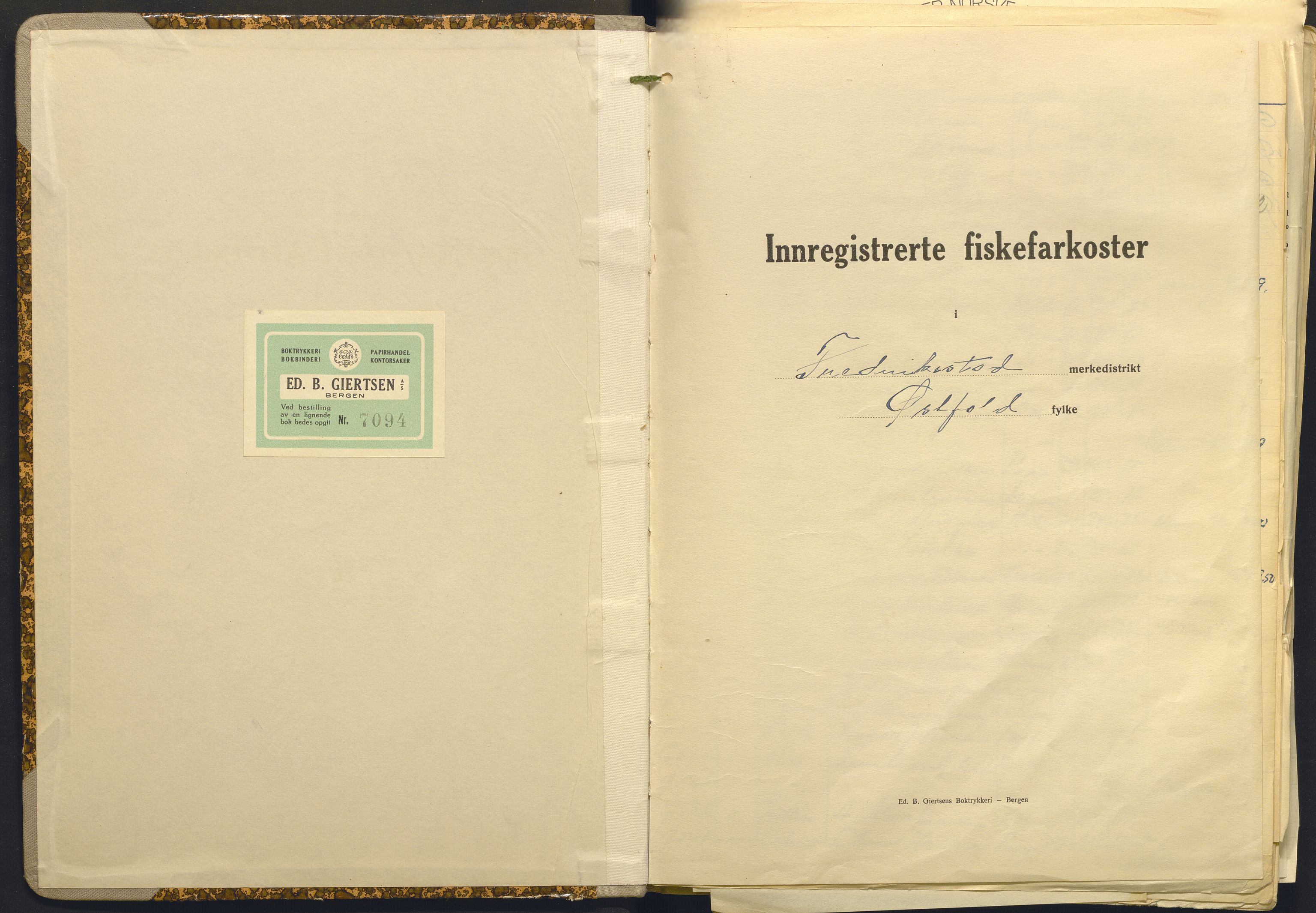 Fiskeridirektoratet - 1 Adm. ledelse - 13 Båtkontoret, SAB/A-2003/I/Ia/Iaq/L0005: 135.1703/3 Merkeprotokoll - Fredrikstad, 1945-1966